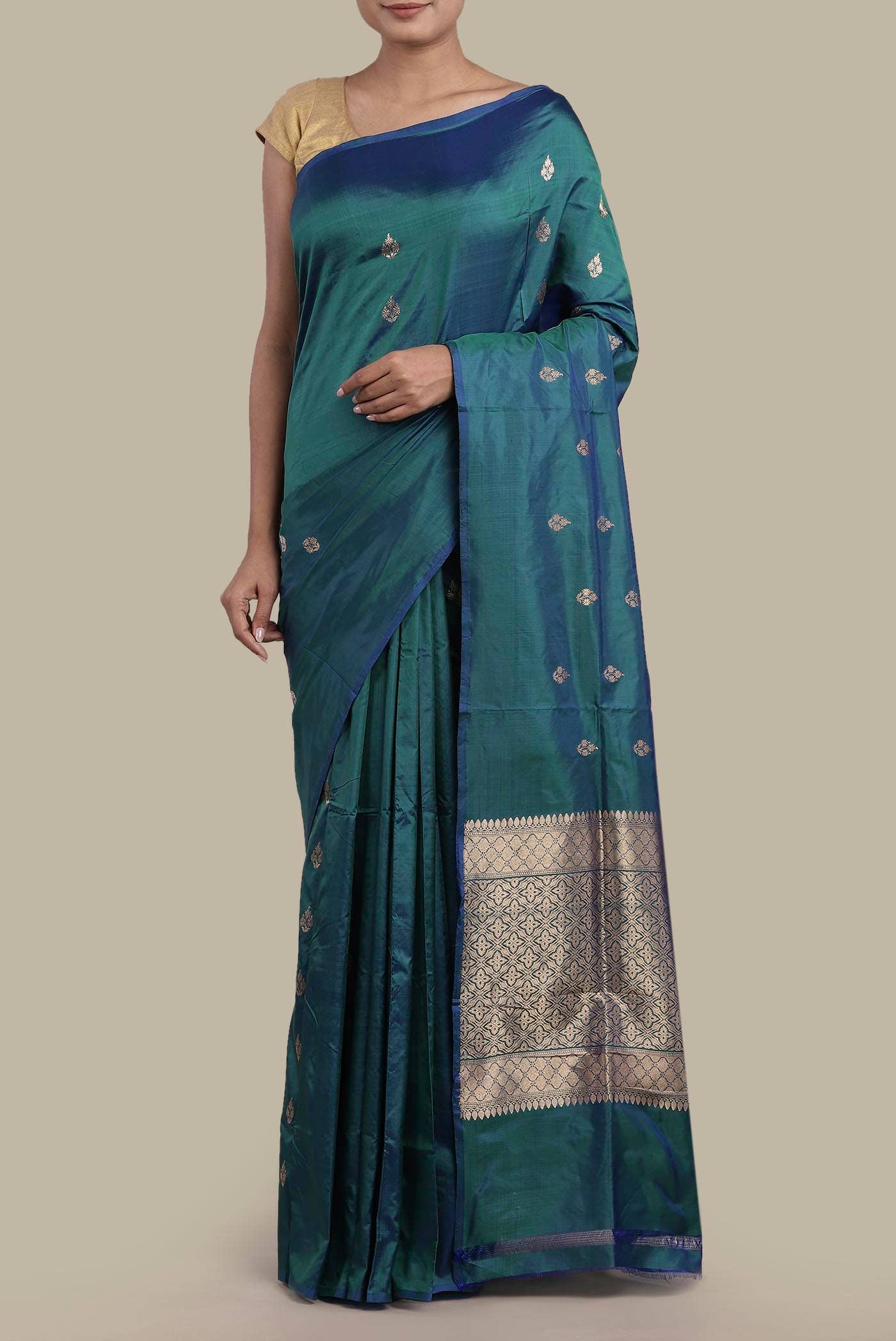 Blue Banarasi Katan Silk Saree