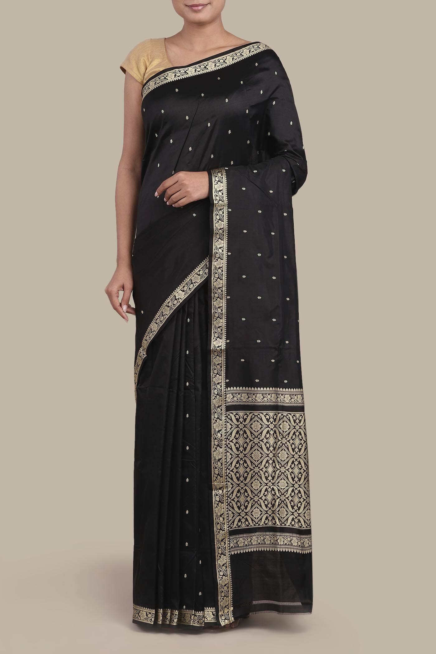 Black Banarasi Katan Silk Saree