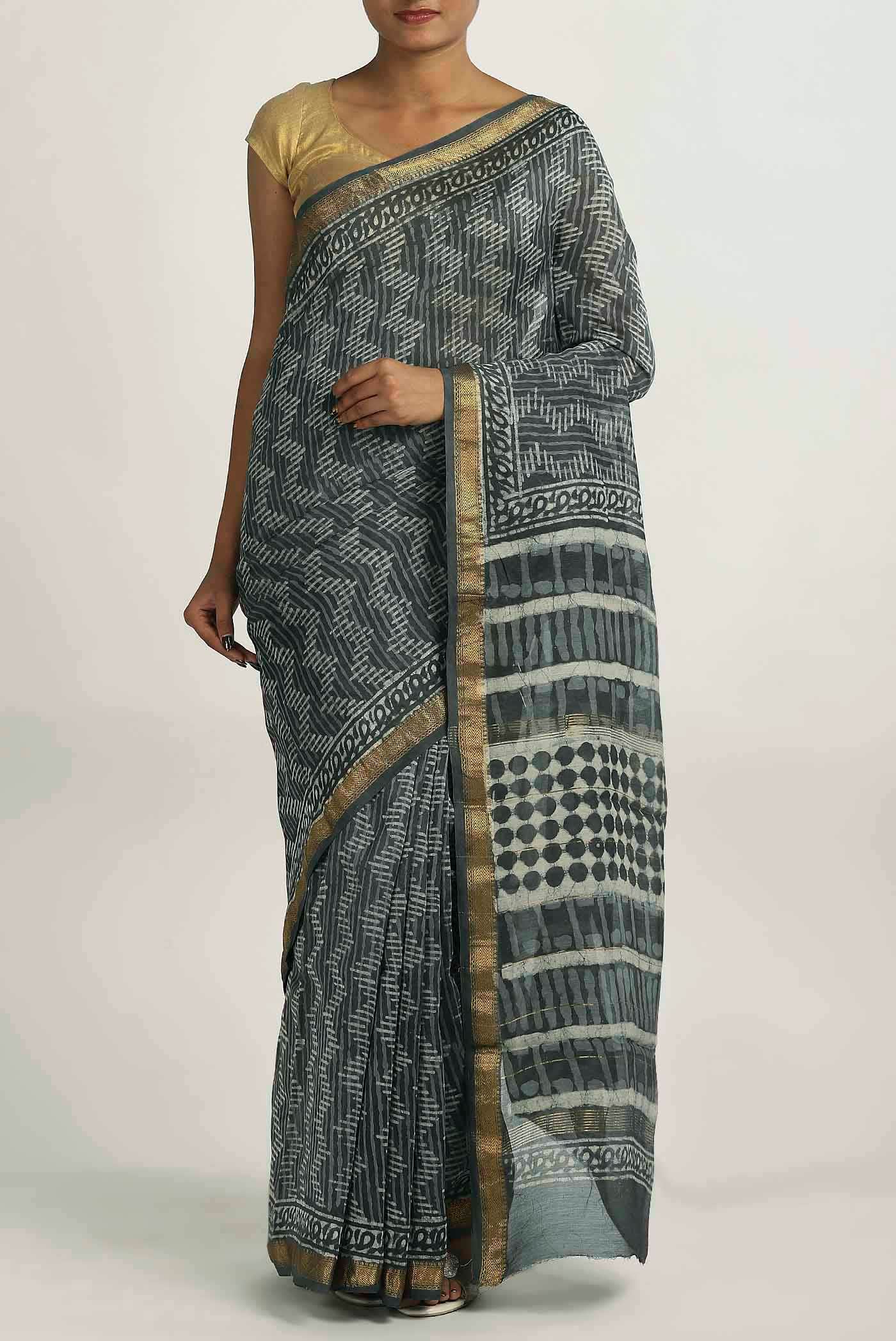 Green Chanderi Silk Cotton Saree