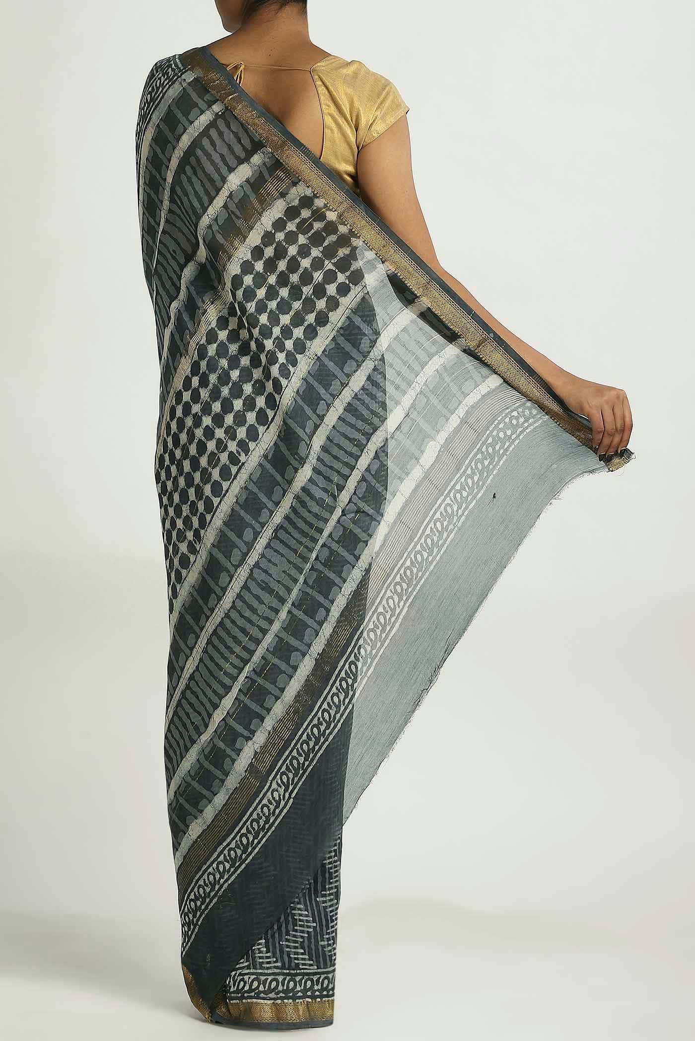 Green Chanderi Silk Cotton Saree