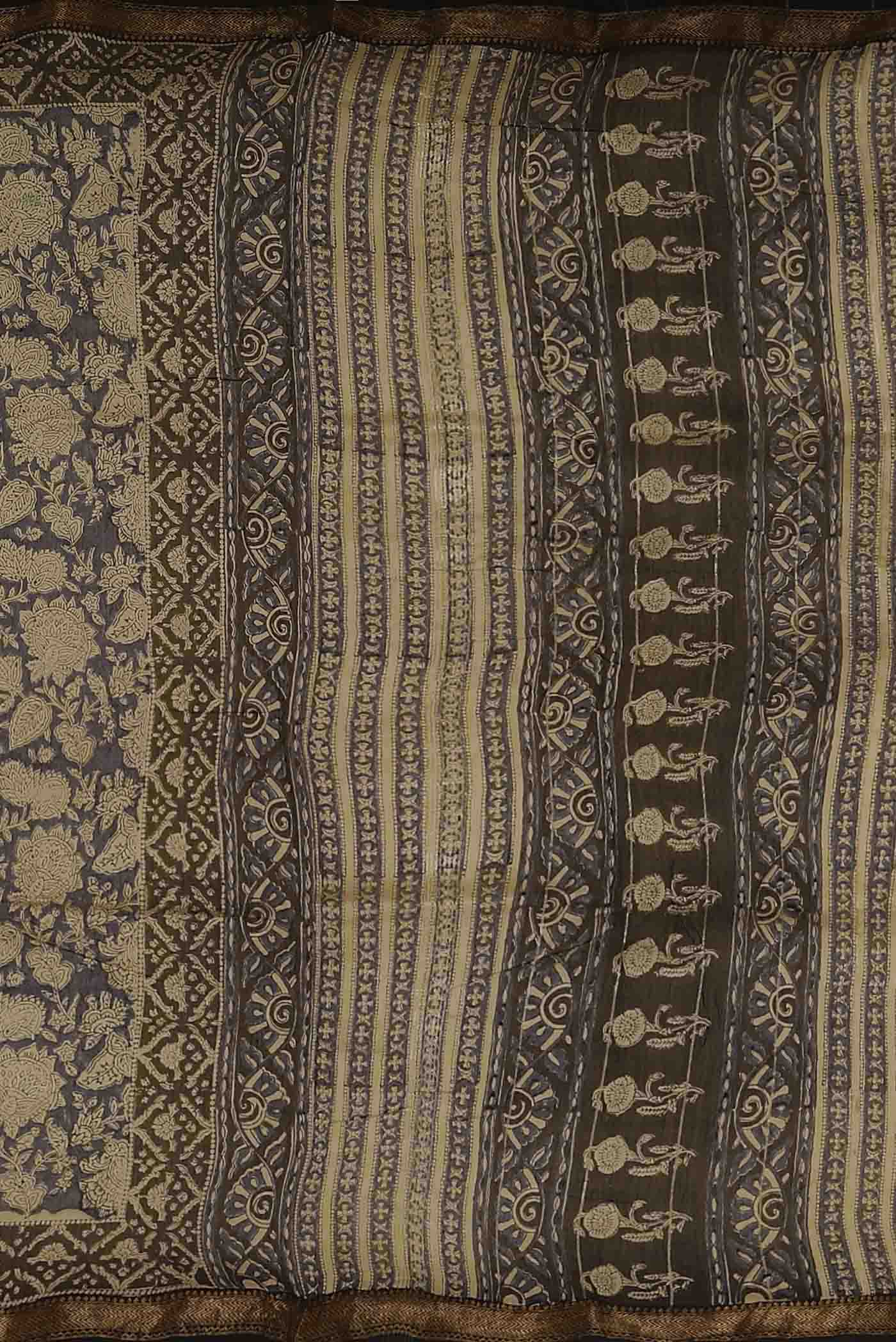 Navy Blue Maheshwari Silk Cotton Saree