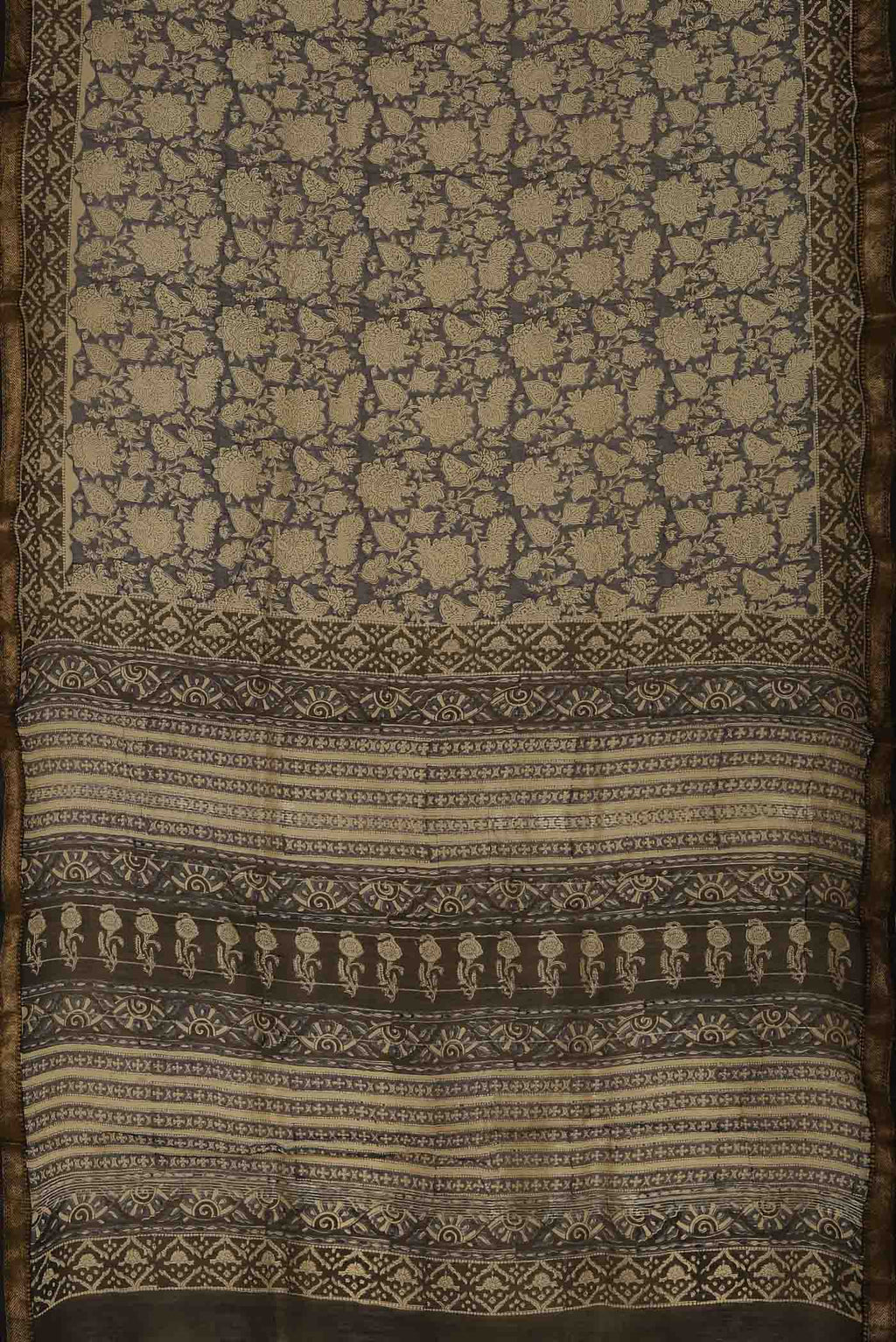 Navy Blue Maheshwari Silk Cotton Saree