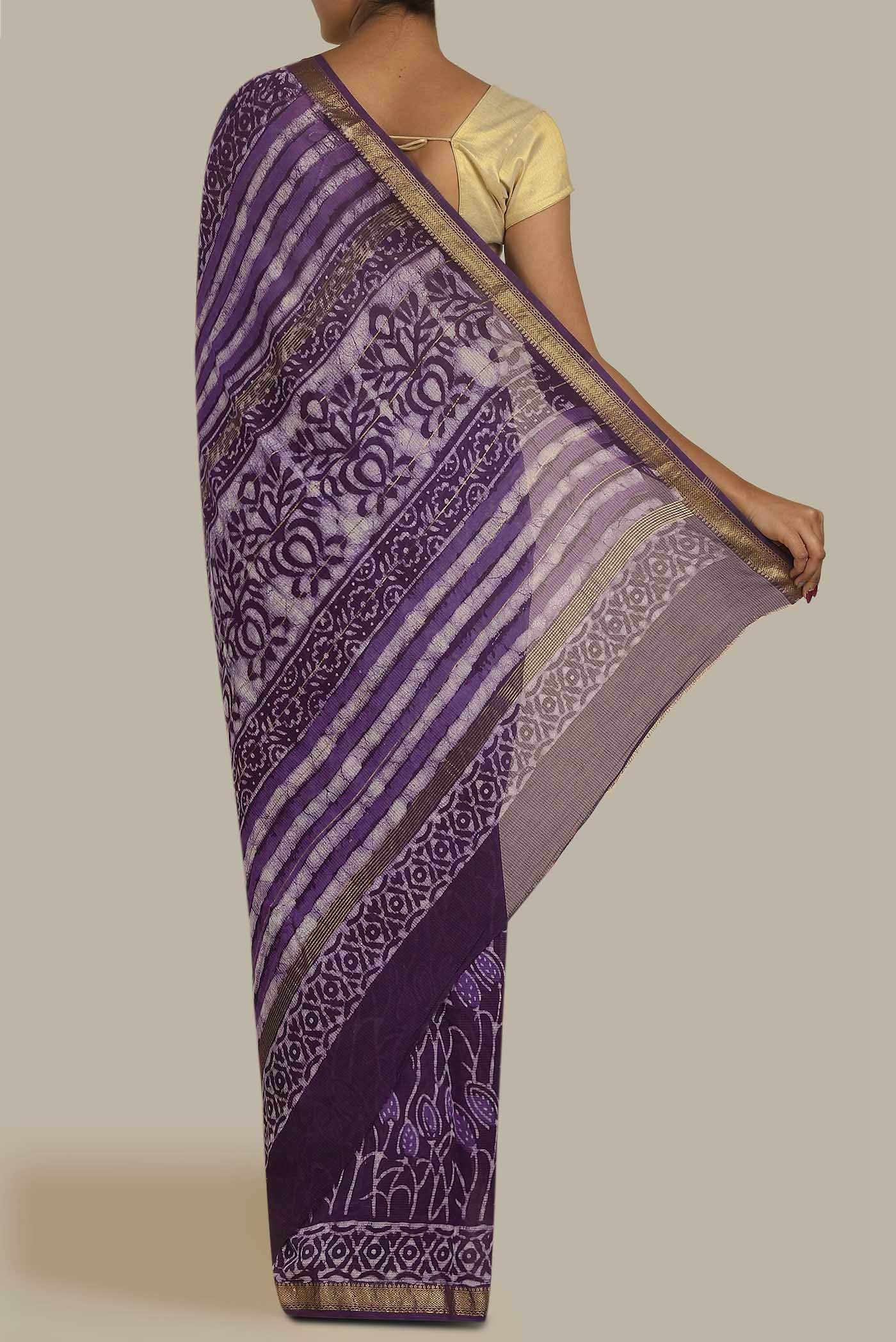 Violet Maheshwari Silk Cotton Saree