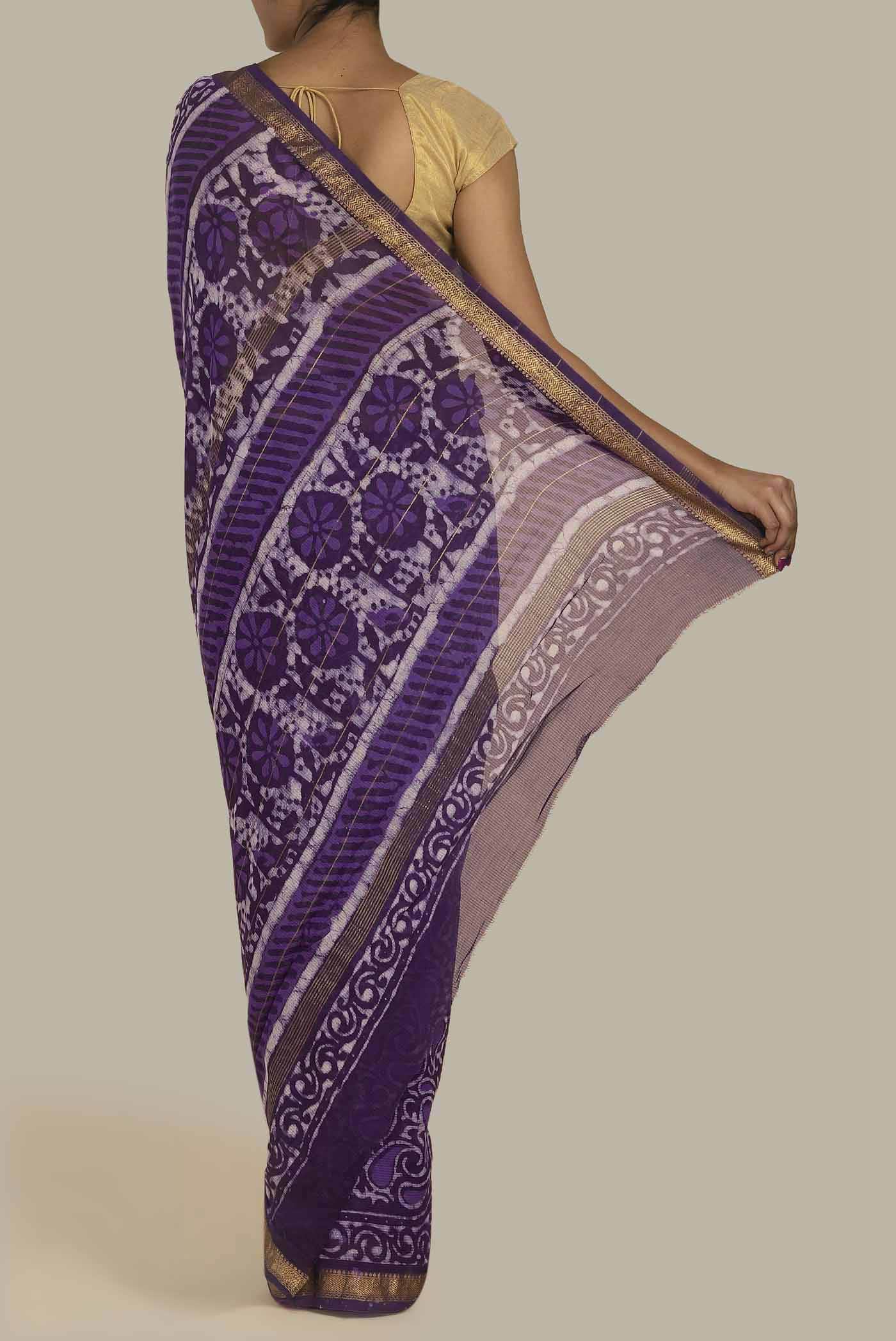 Violet Maheshwari Silk Cotton Saree