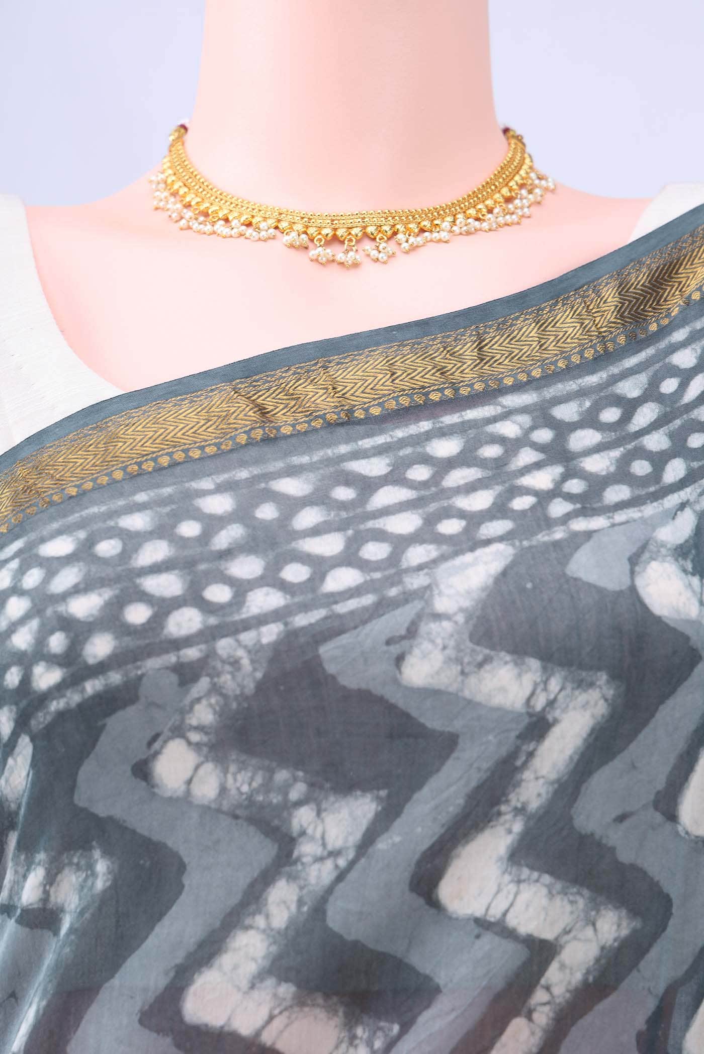 Grey Maheshwari Silk Cotton Saree