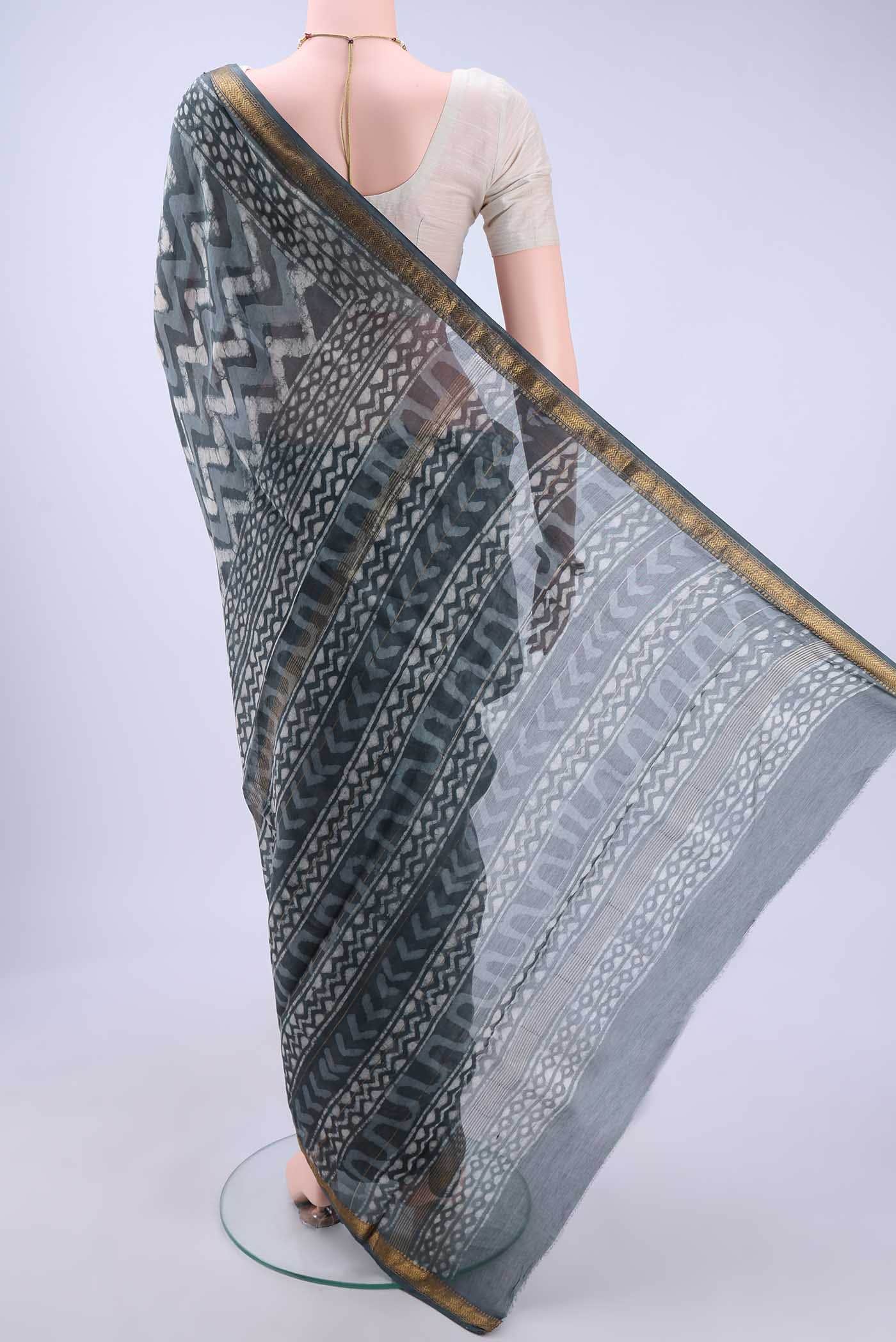 Grey Maheshwari Silk Cotton Saree