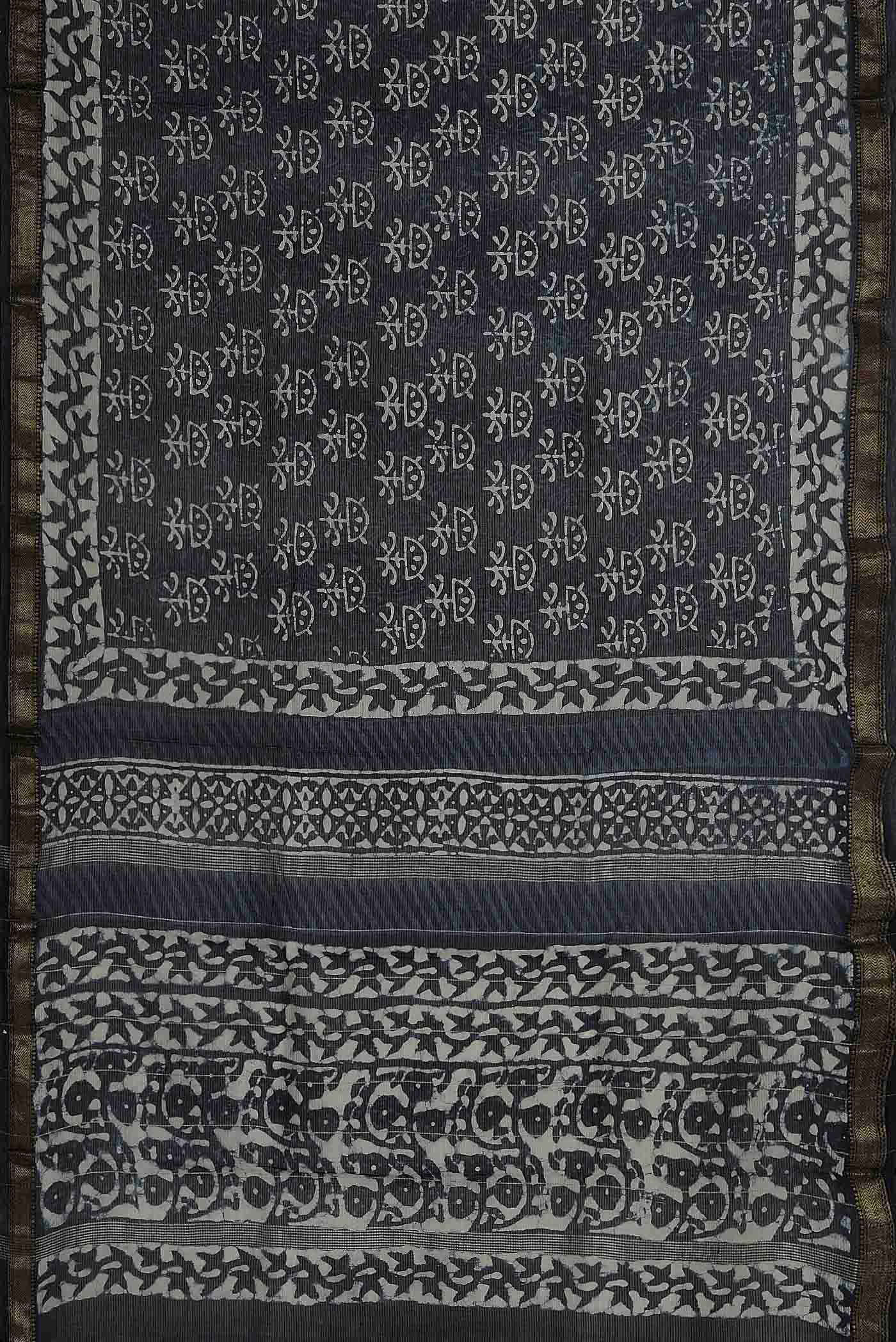 Black Chanderi Silk Cotton Saree