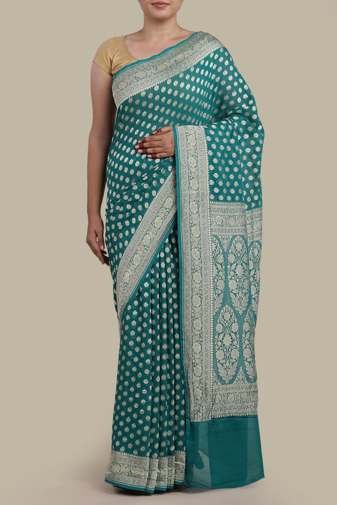 Blue Banarasi Georgette Saree