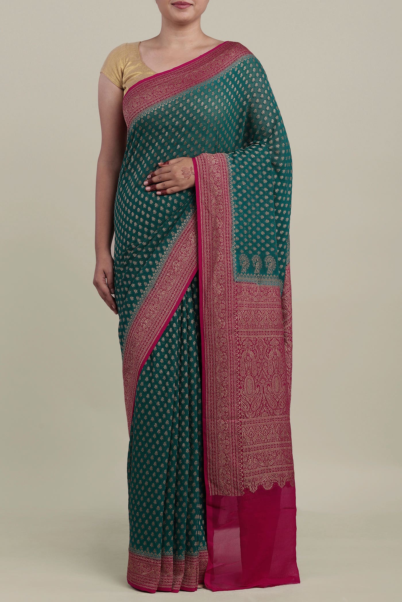 Blue Banarasi Georgette Saree