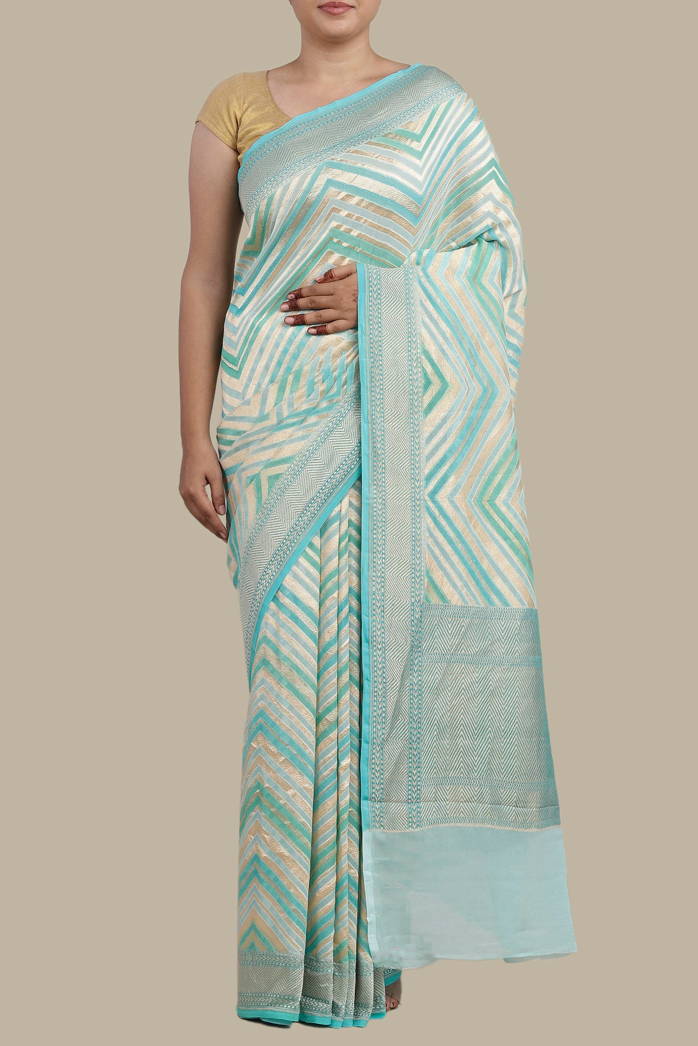 Green Banarasi Georgette Saree