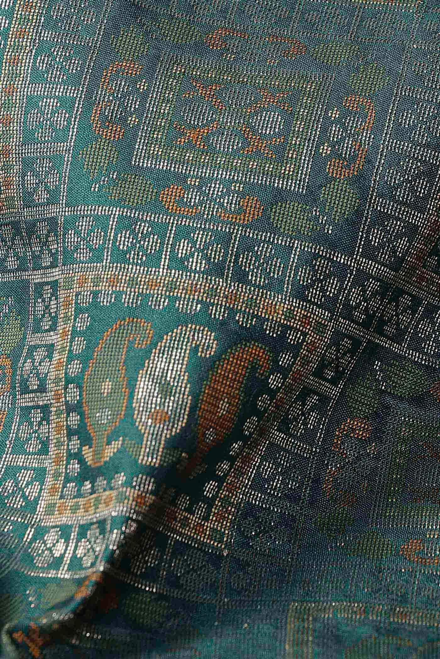 Green Banarasi Tanchoi Silk Saree
