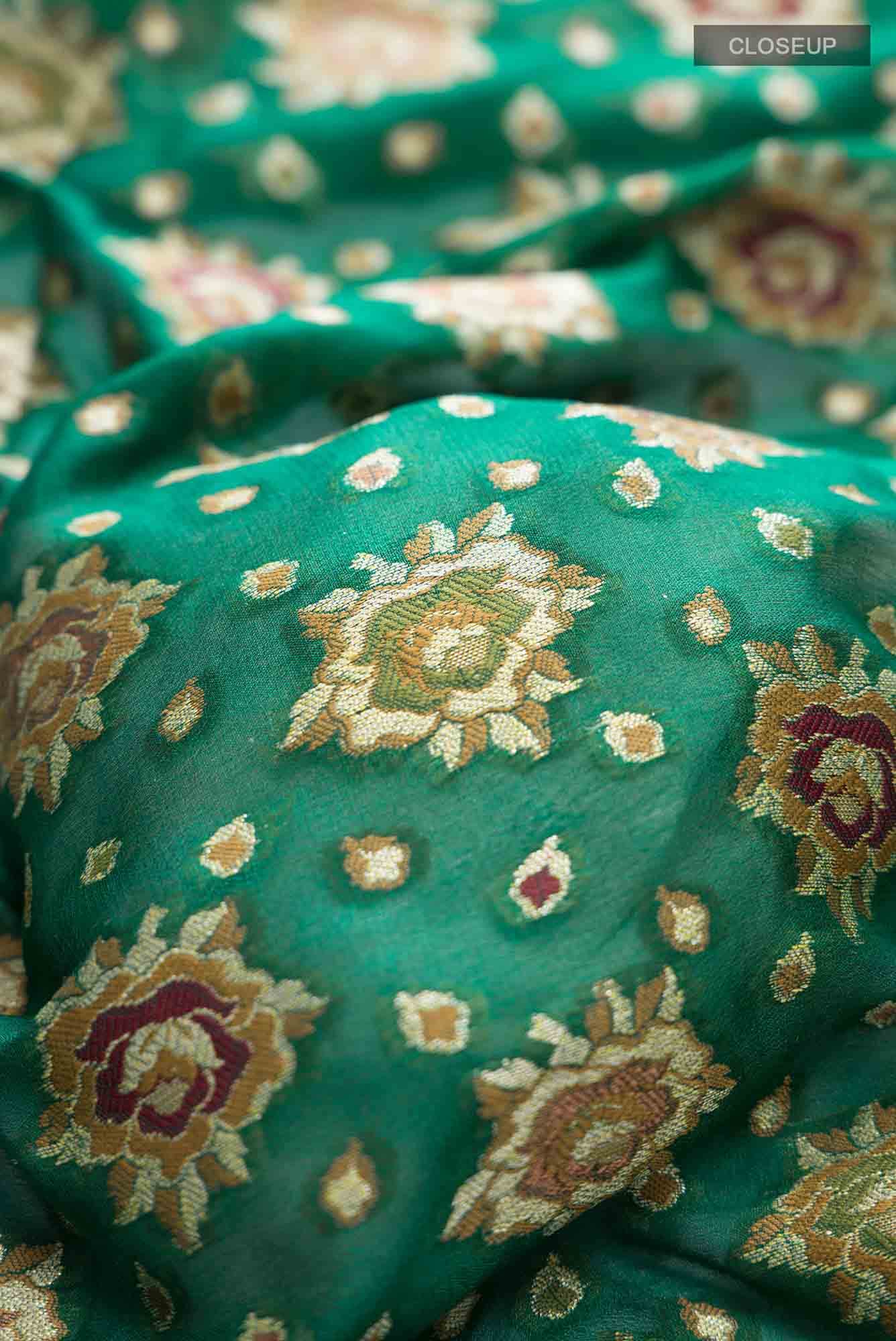 Green Banarasi Georgette Saree