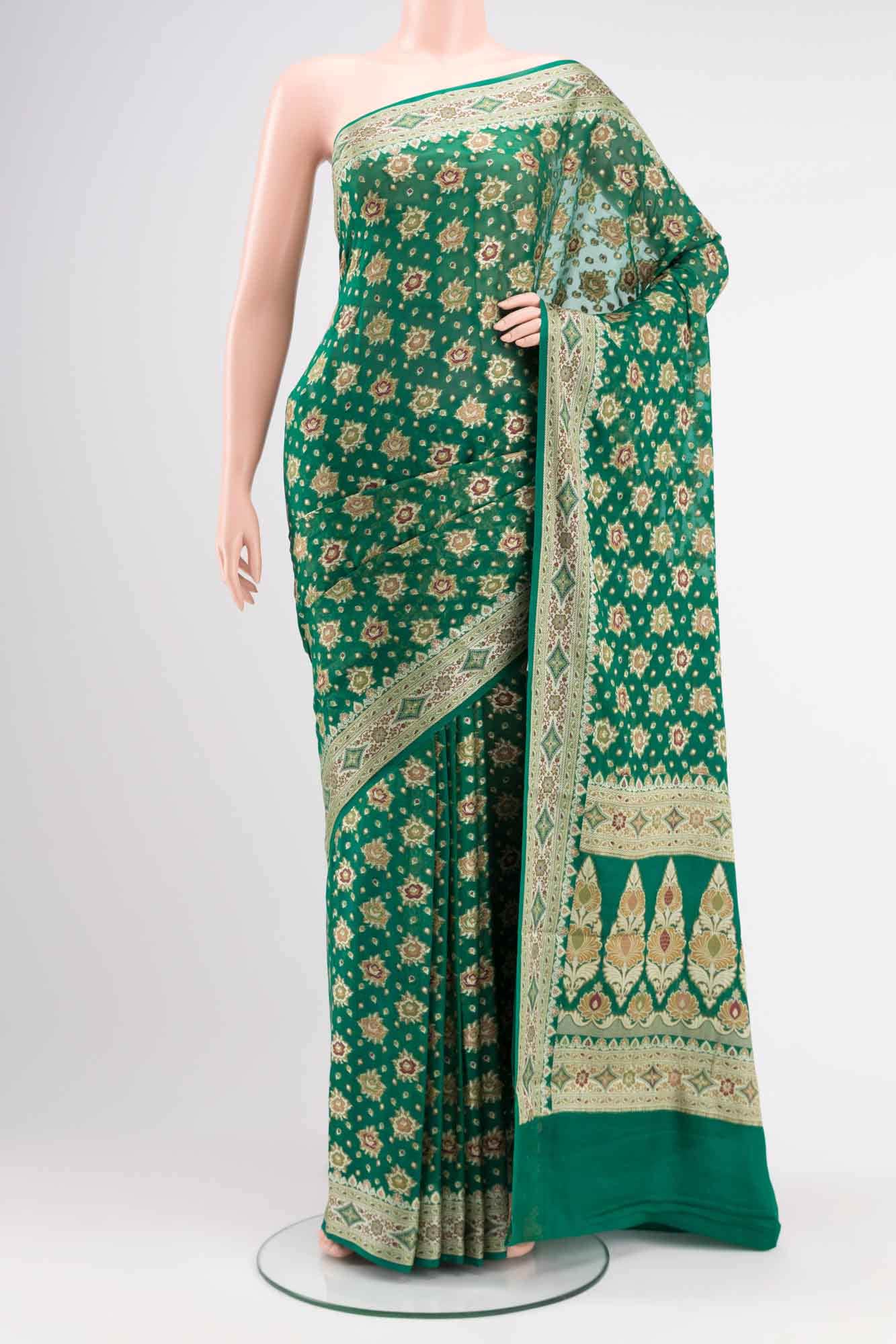 Green Banarasi Georgette Saree