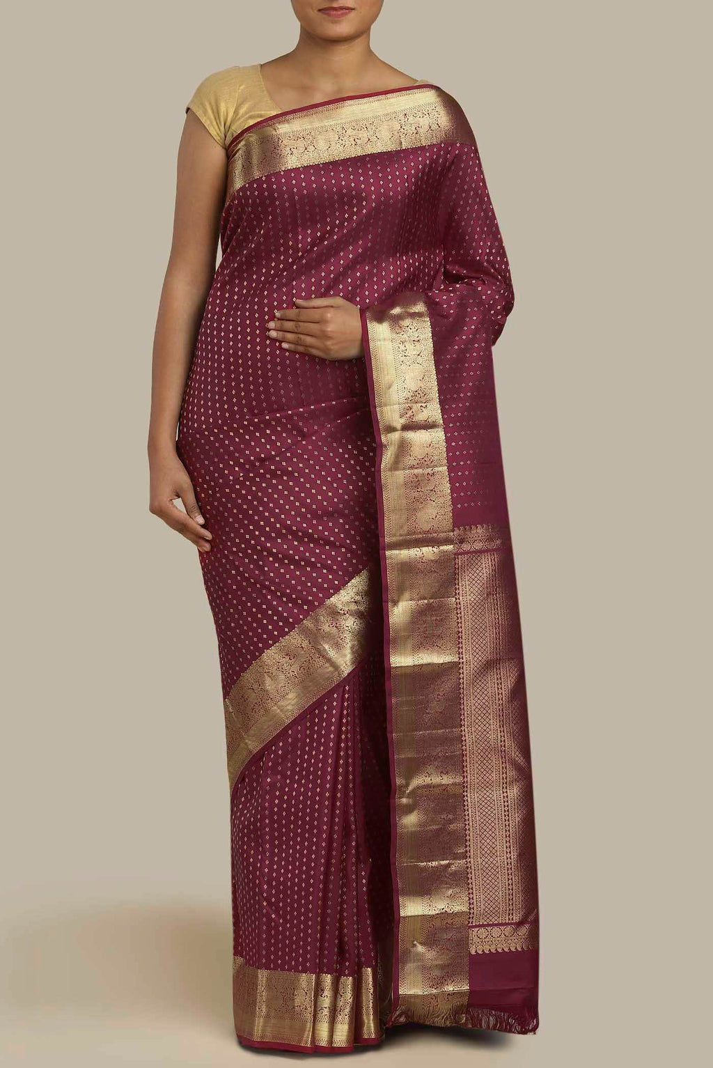 Dark Pink Kanchipuram Silk Saree