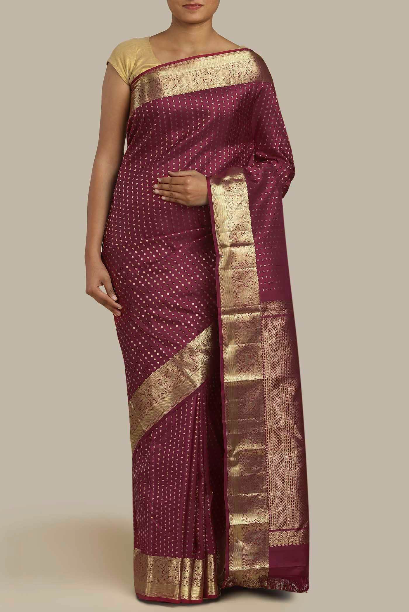 Dark Pink Kanchipuram Silk Saree