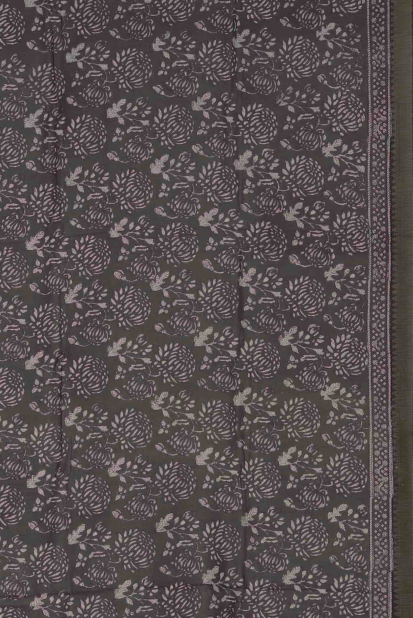 Grey Chanderi Silk Cotton Saree