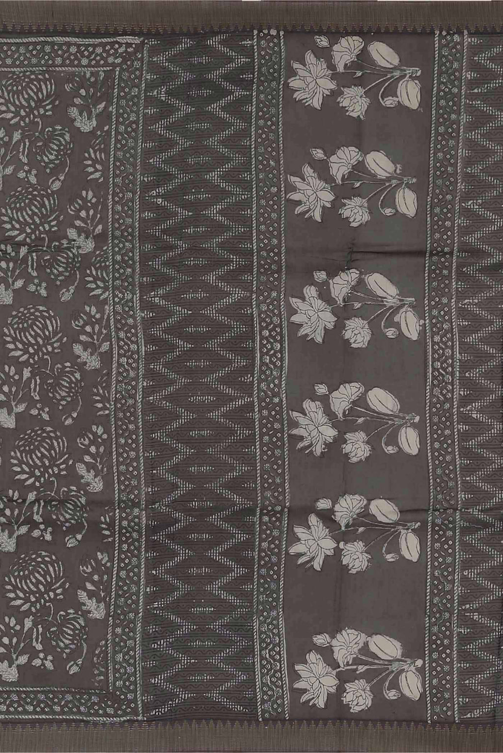 Grey Chanderi Silk Cotton Saree