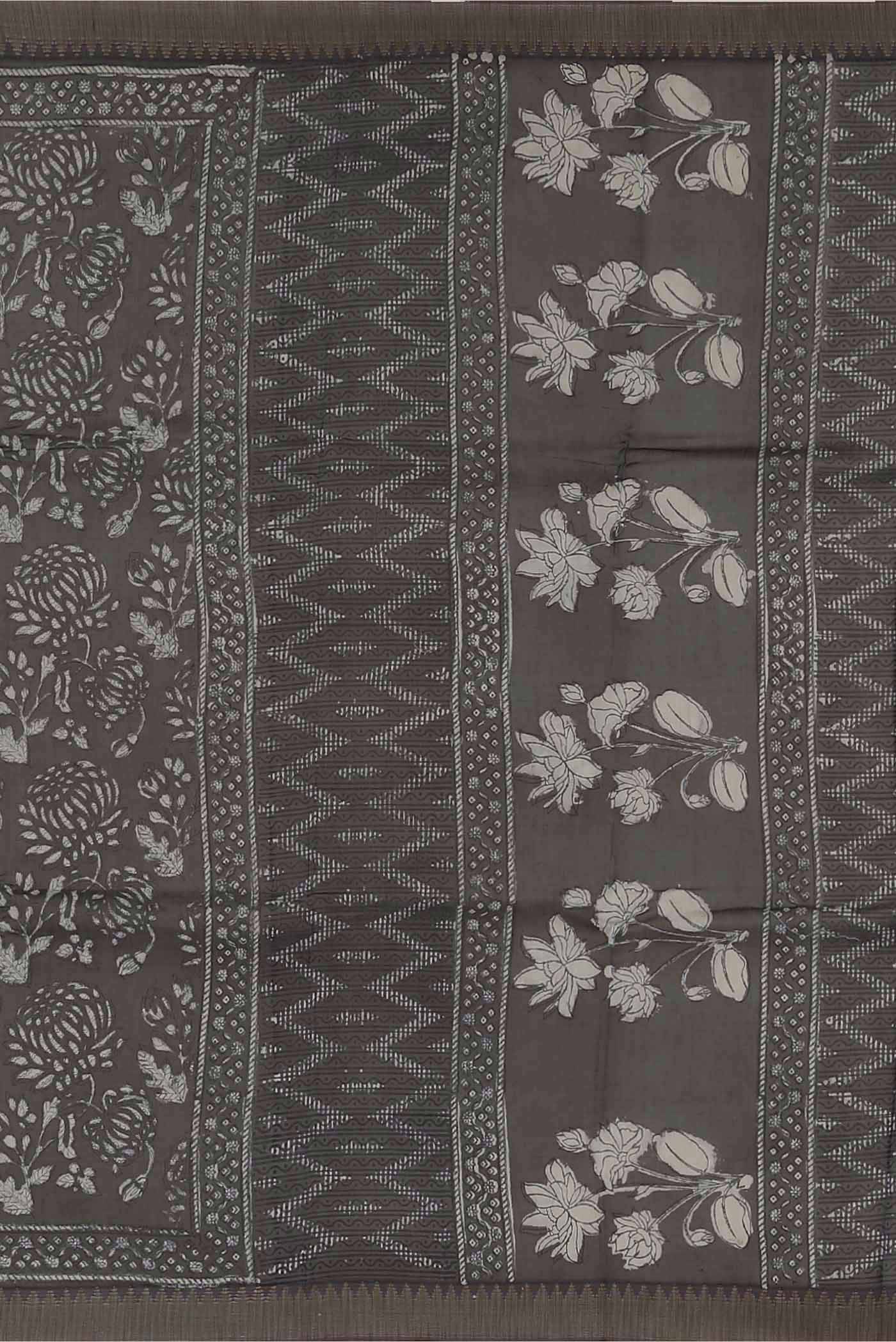 Grey Chanderi Silk Cotton Saree