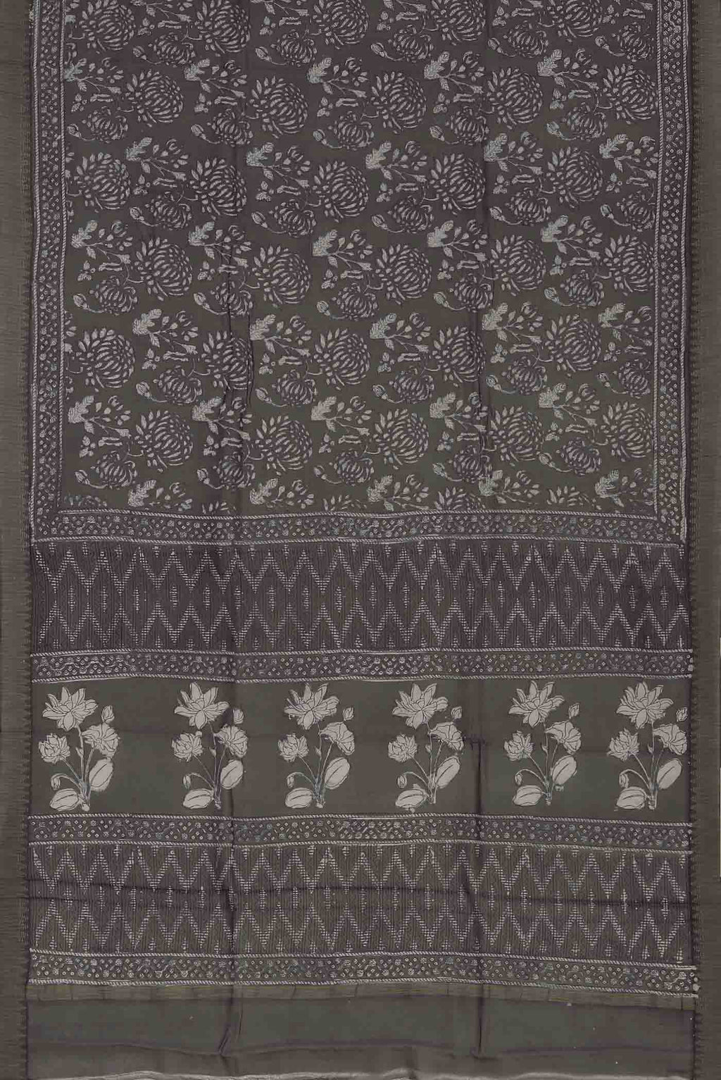 Grey Chanderi Silk Cotton Saree