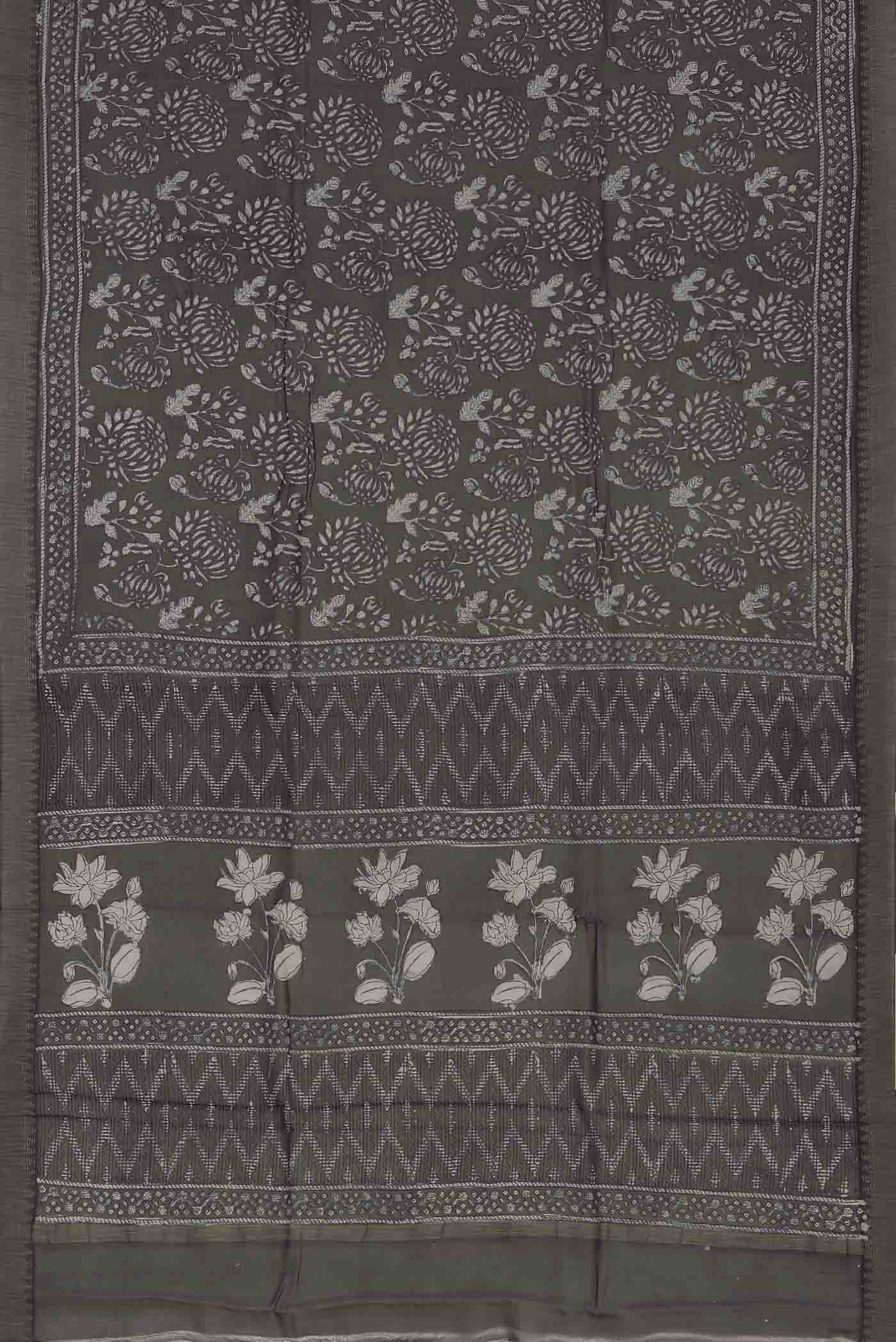 Grey Chanderi Silk Cotton Saree