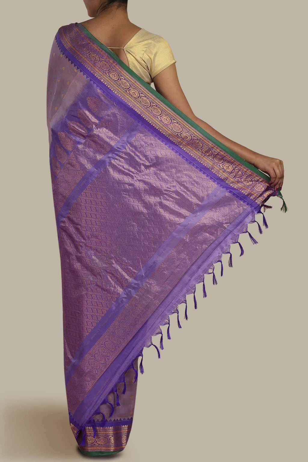 Purple Gadwal Silk Cotton Saree