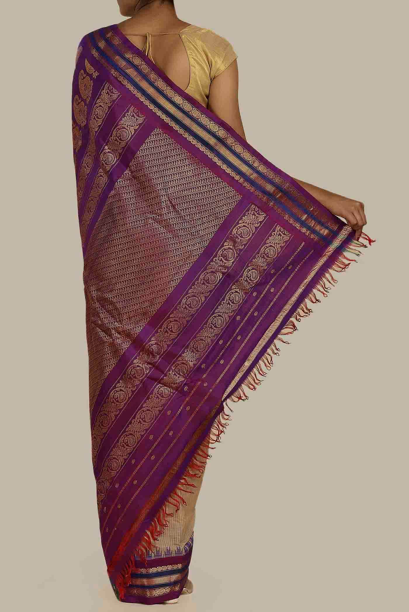 Beige Gadwal Silk Cotton Saree