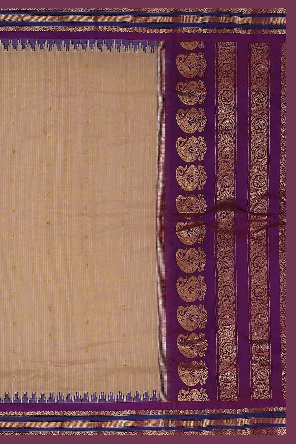 Beige Gadwal Silk Cotton Saree
