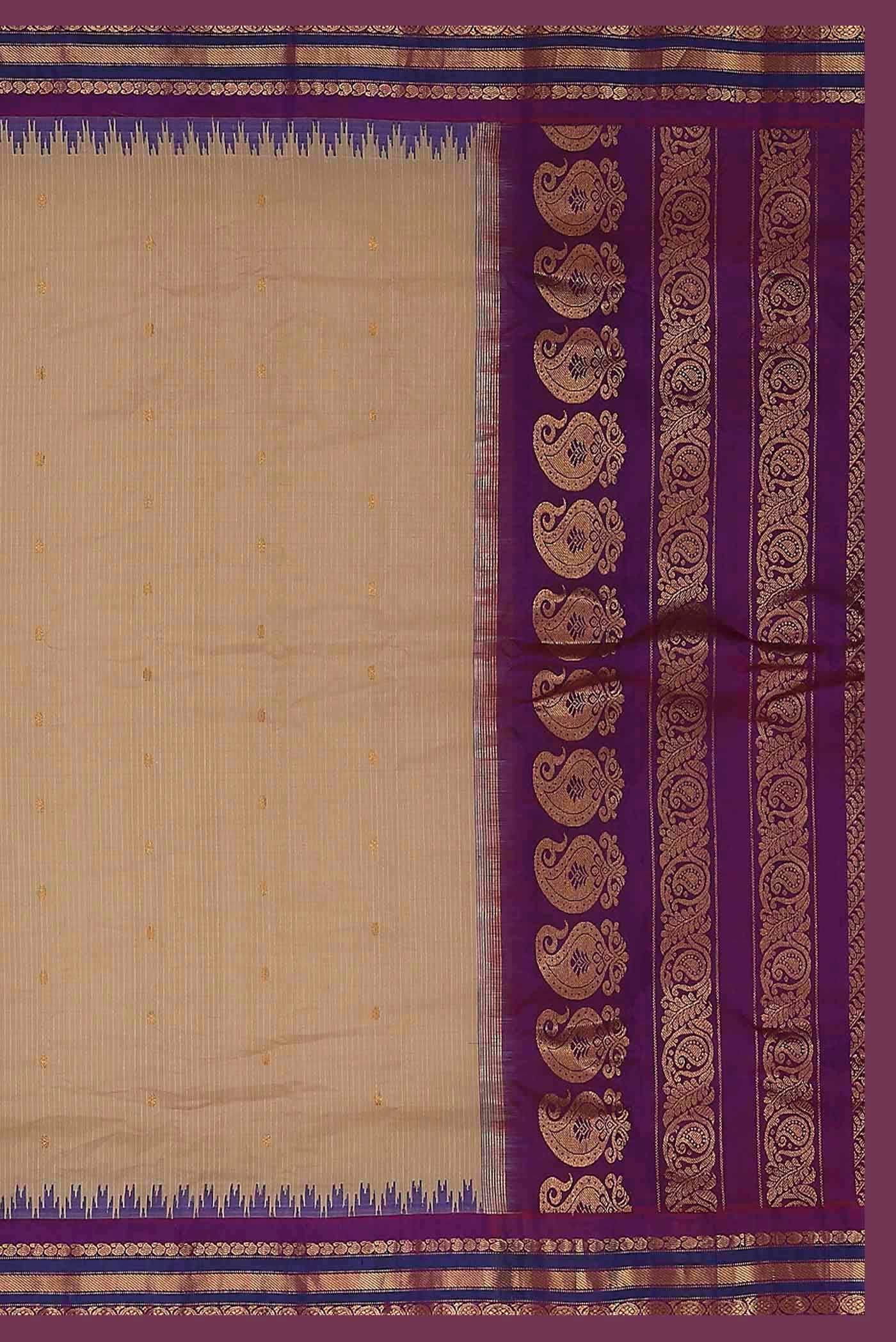 Beige Gadwal Silk Cotton Saree