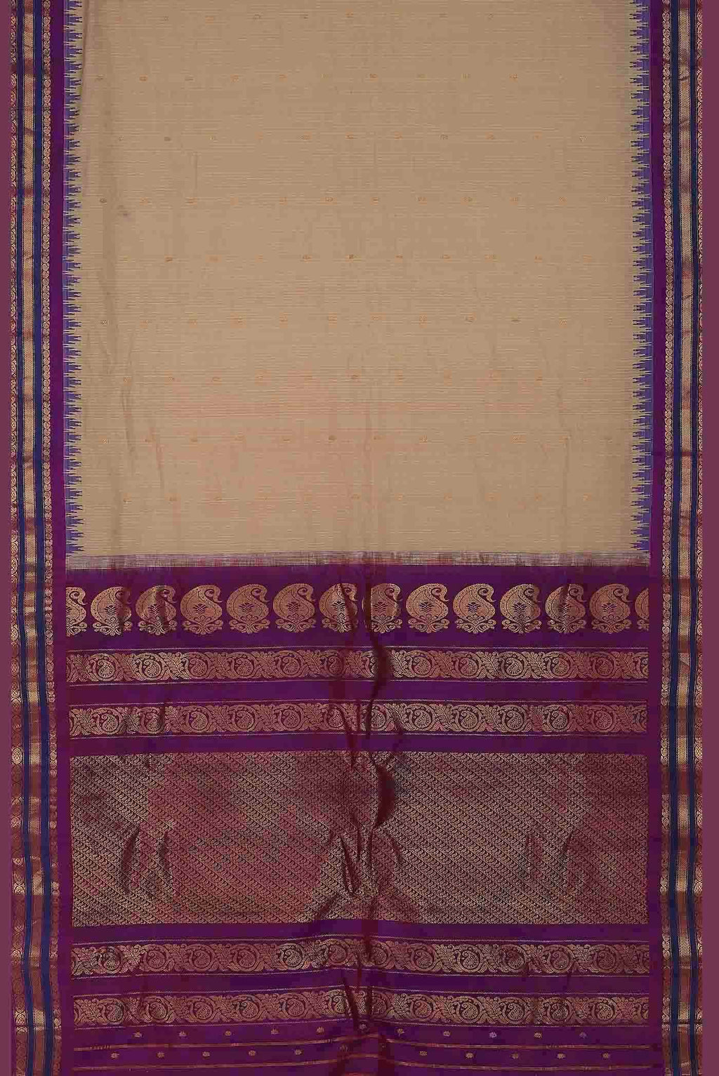 Beige Gadwal Silk Cotton Saree