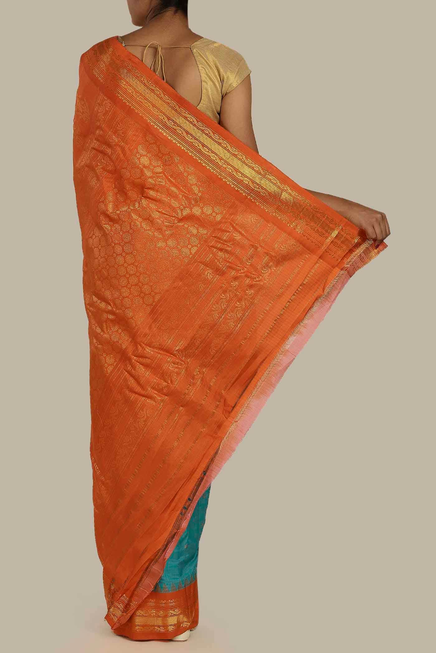 Blue Gadwal Silk Cotton Saree