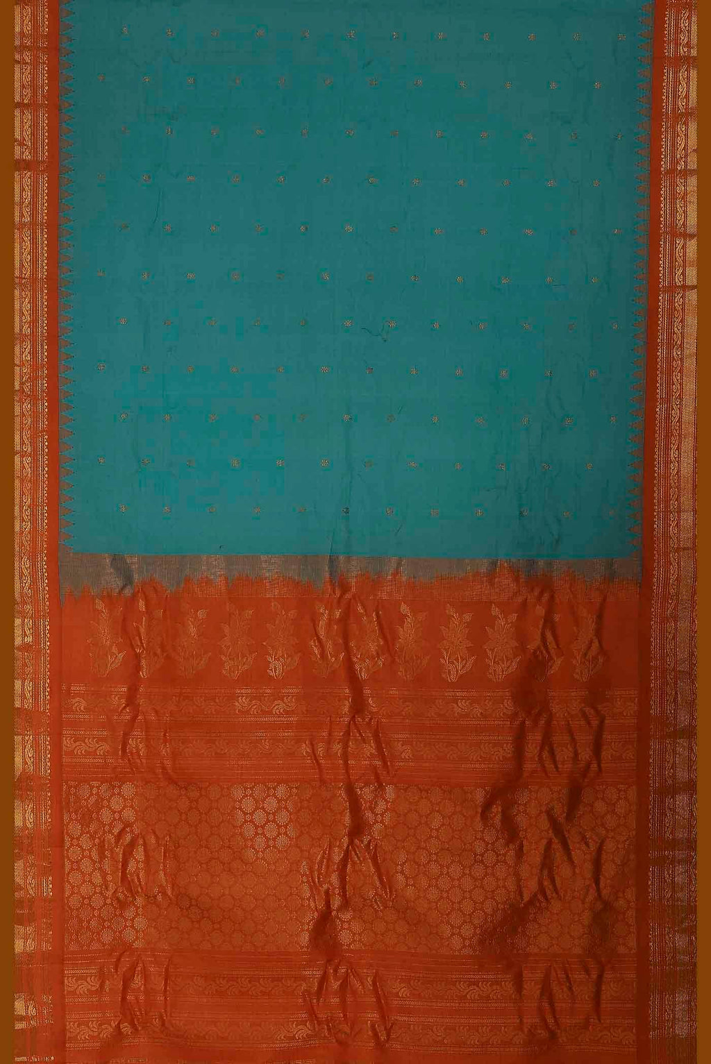 Blue Gadwal Silk Cotton Saree