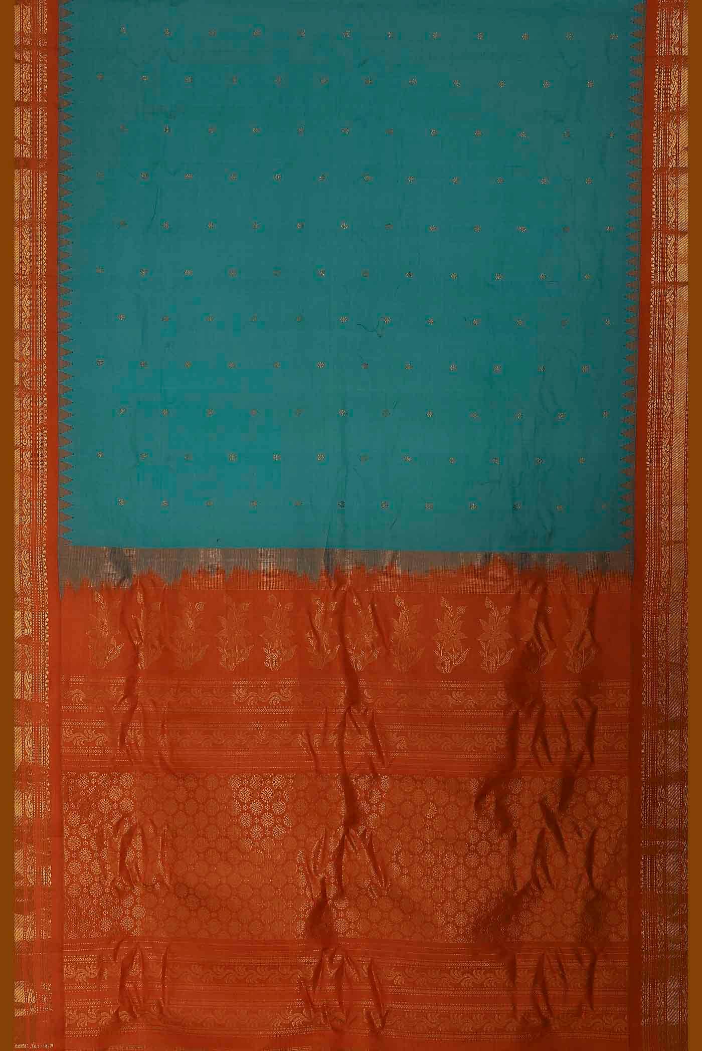Blue Gadwal Silk Cotton Saree