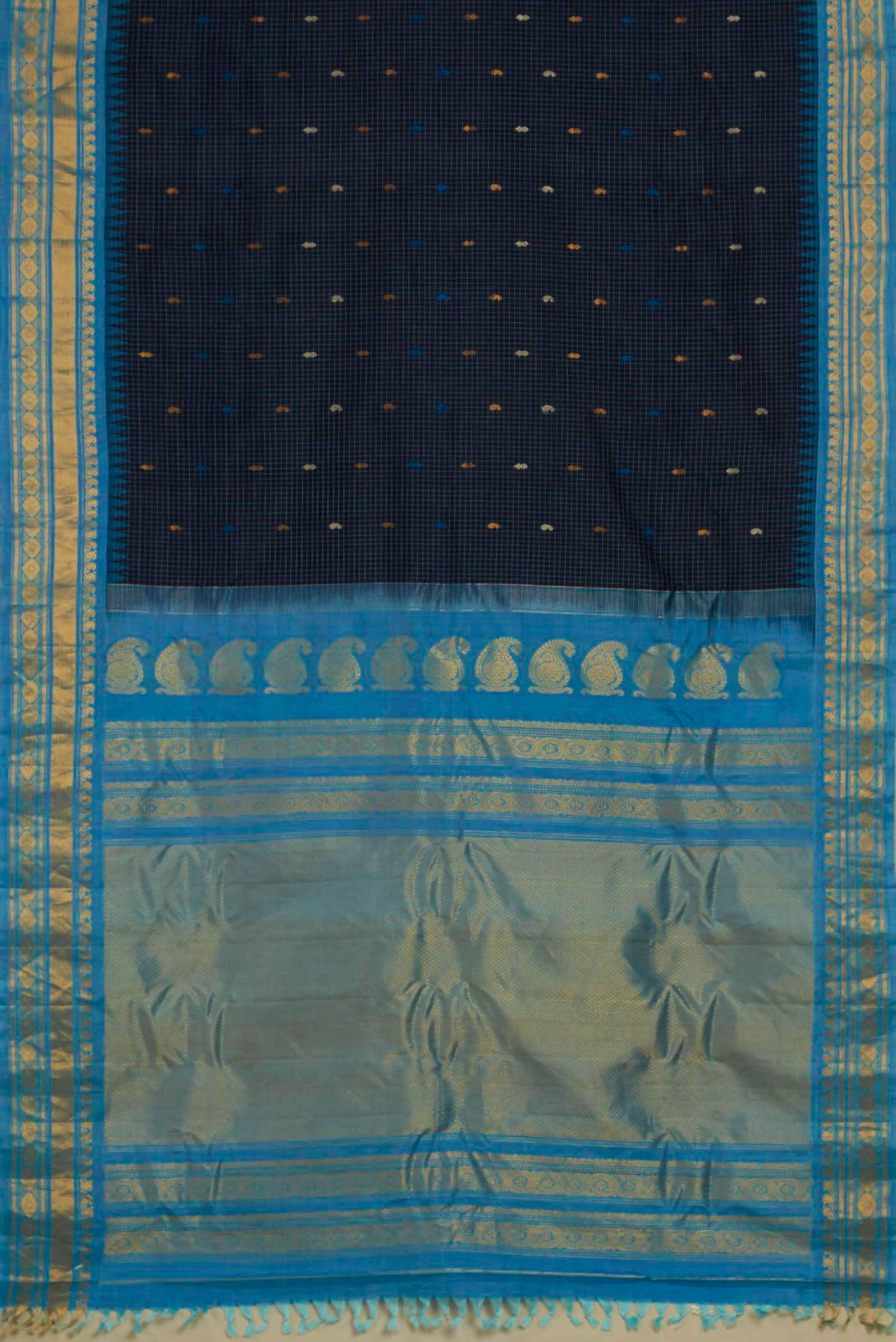 Navy Blue Gadwal Silk Saree