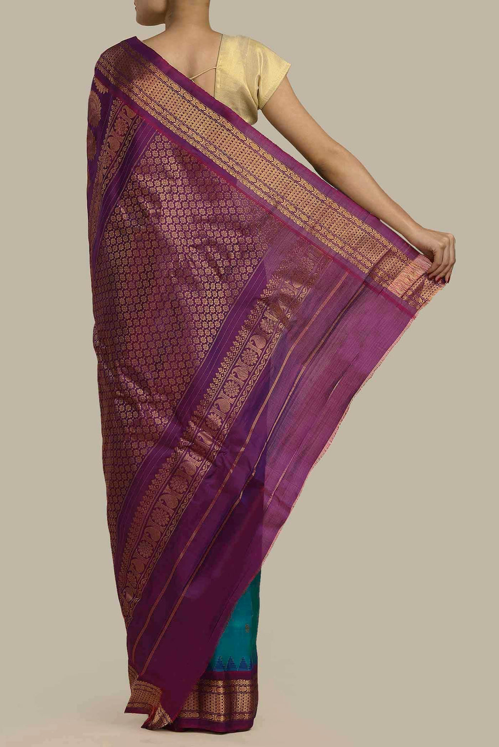 Blue Gadwal Silk Saree