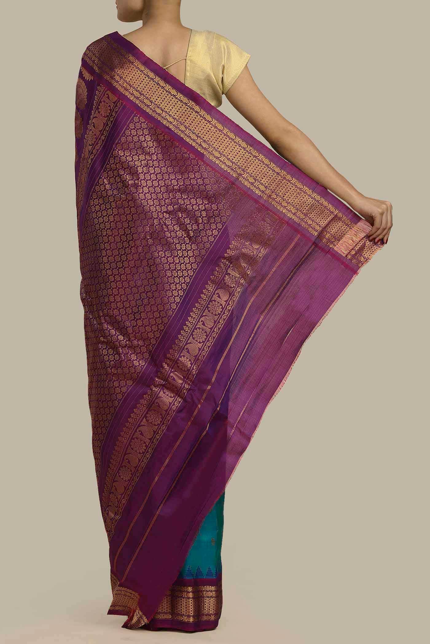 Blue Gadwal Silk Saree