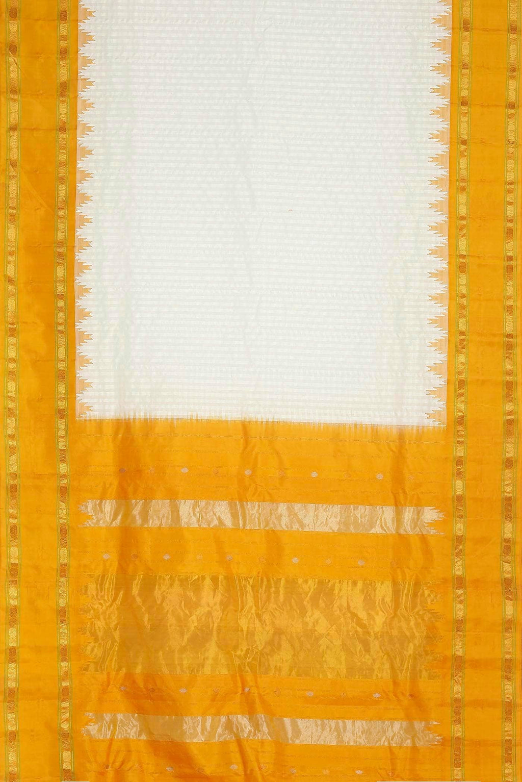 Off White Gadwal Silk Cotton Saree