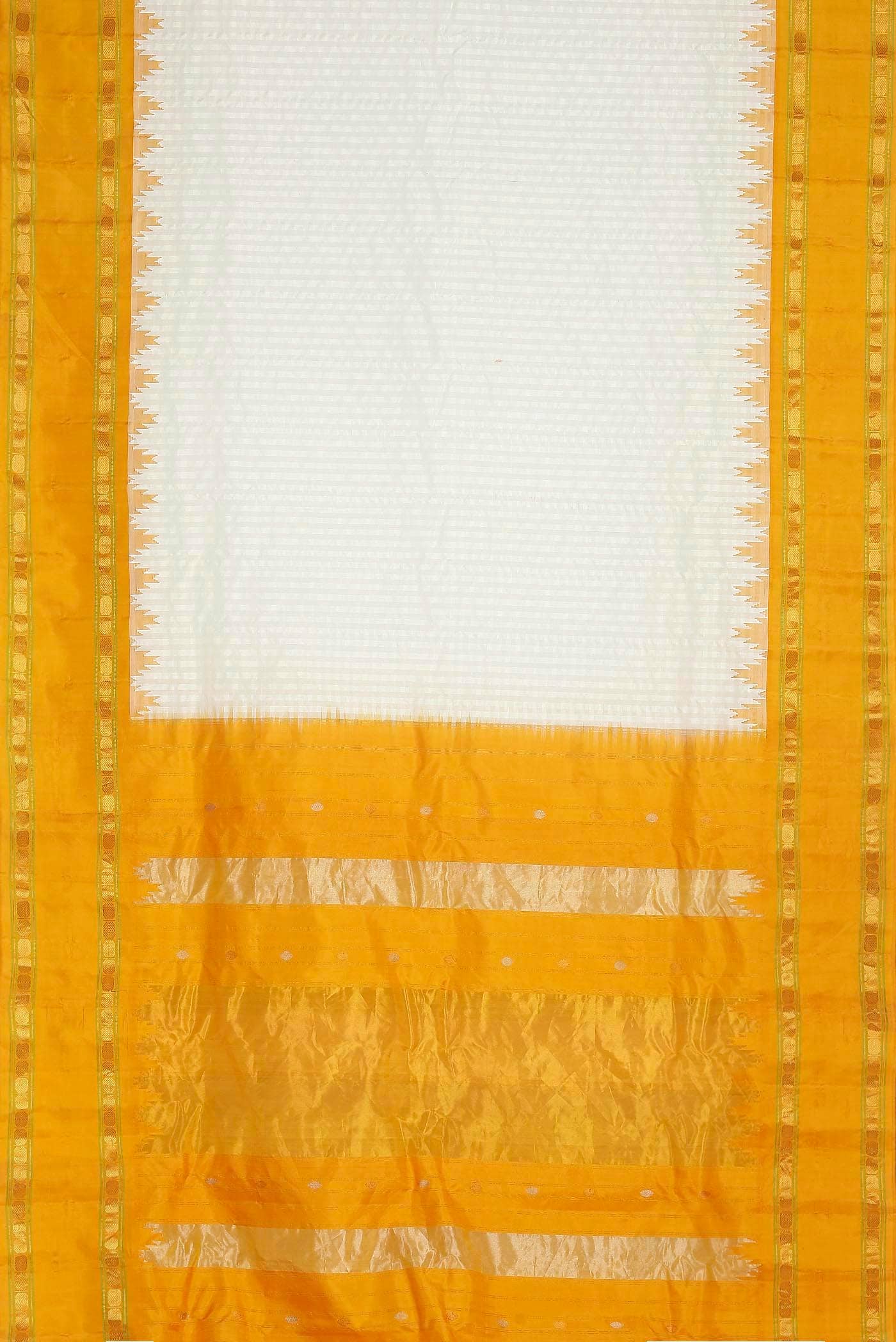 Off White Gadwal Silk Cotton Saree