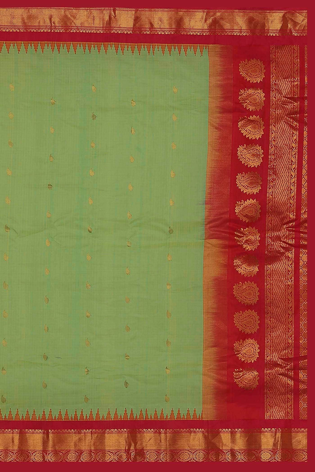 Green Gadwal Silk Cotton Saree