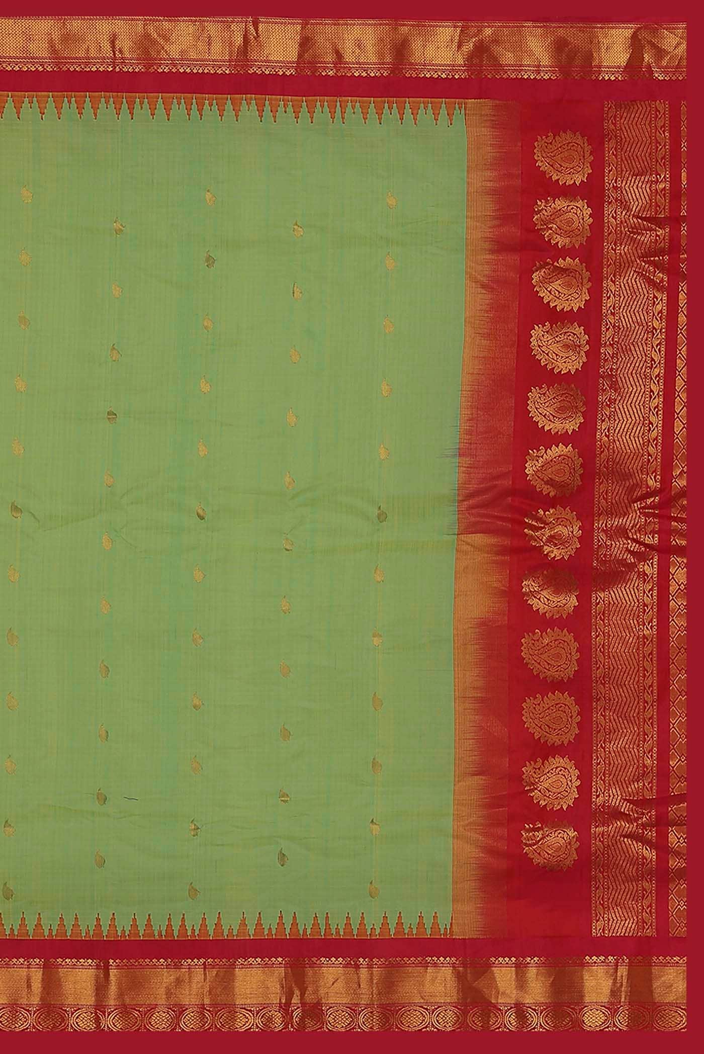 Green Gadwal Silk Cotton Saree