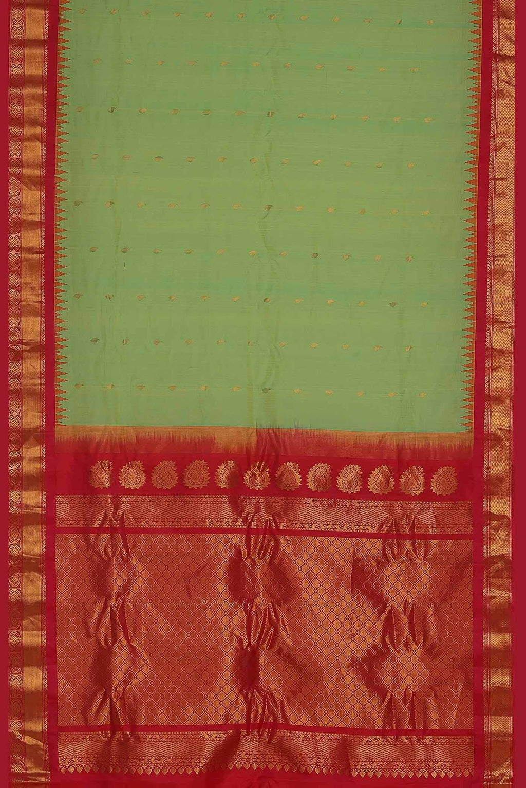Green Gadwal Silk Cotton Saree