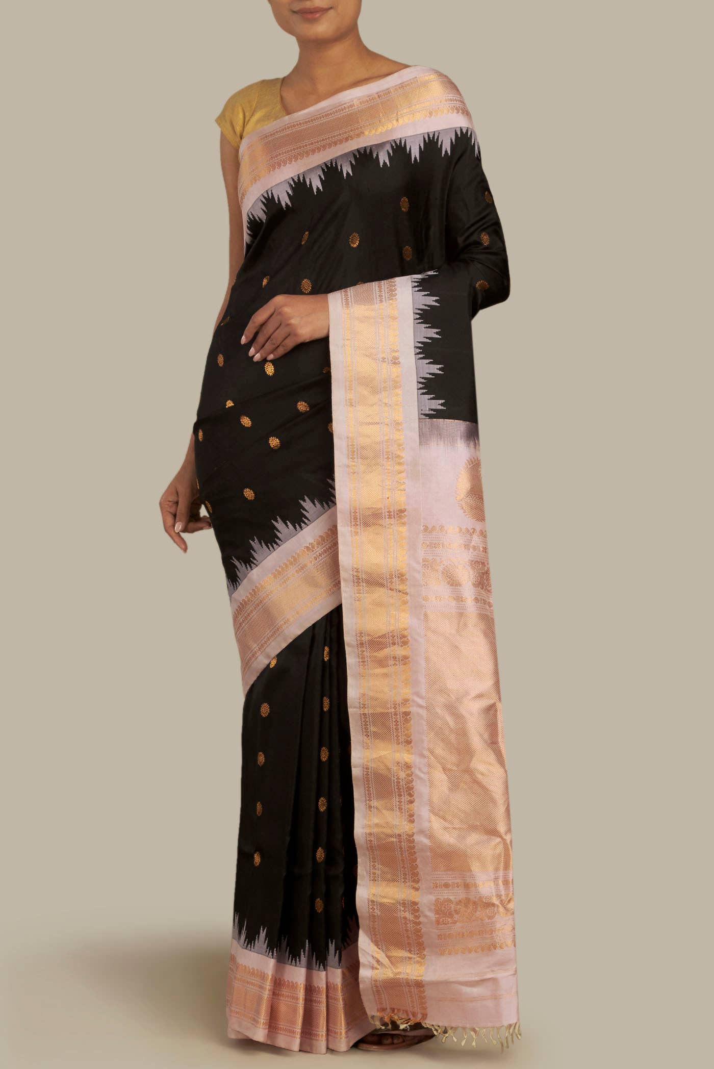 Black Gadwal Silk Saree