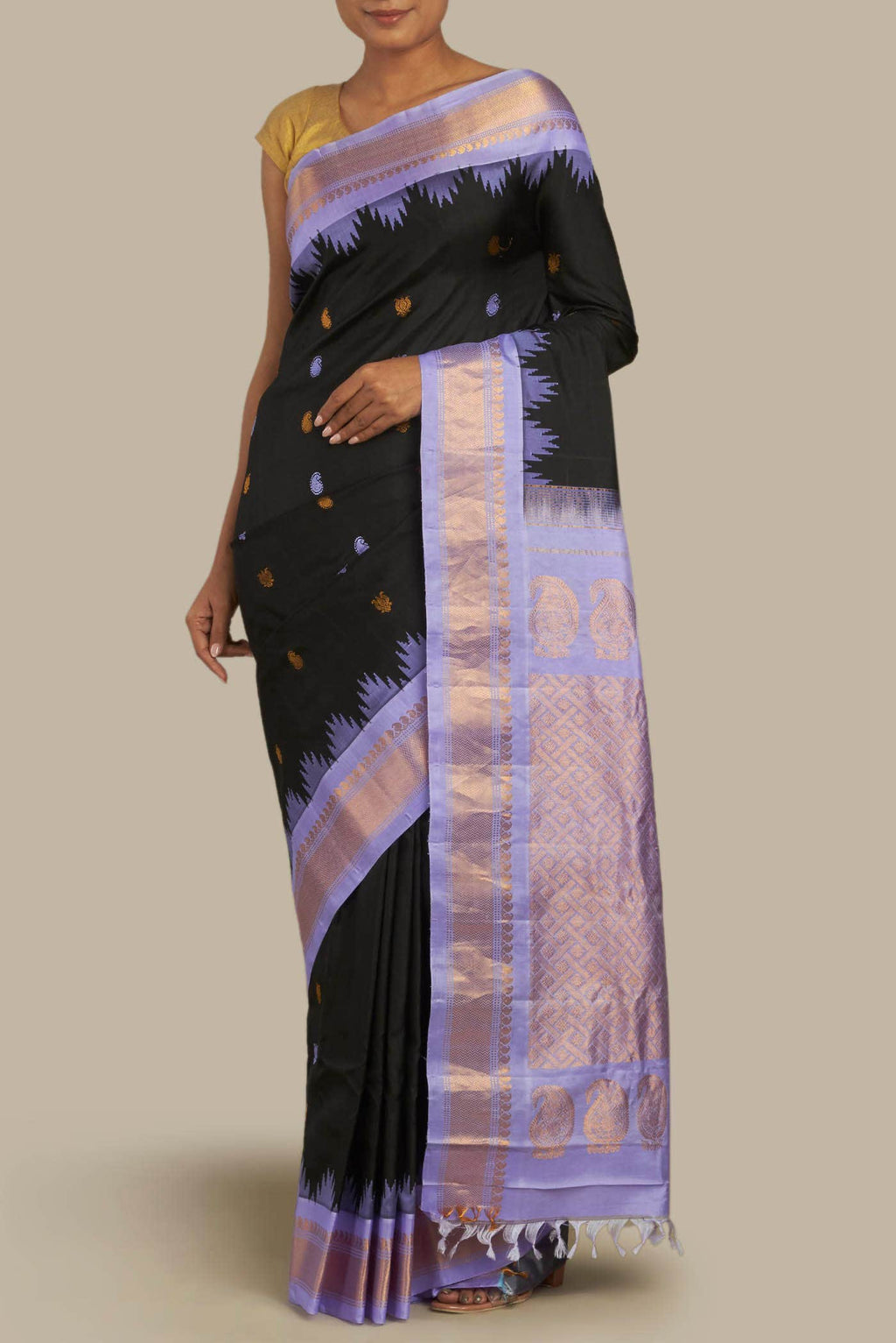 Black Gadwal Silk Saree