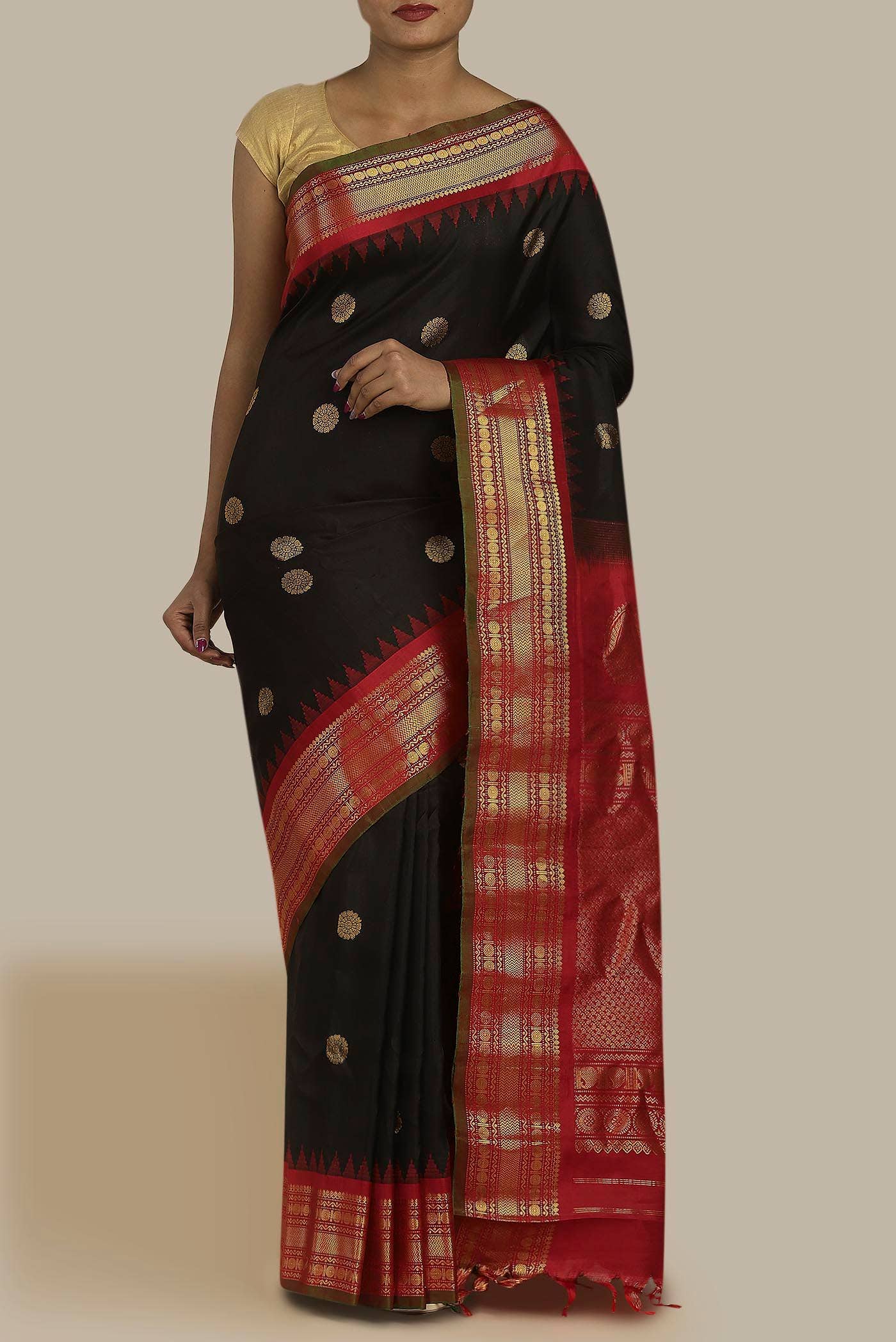 Black Gadwal Silk Saree