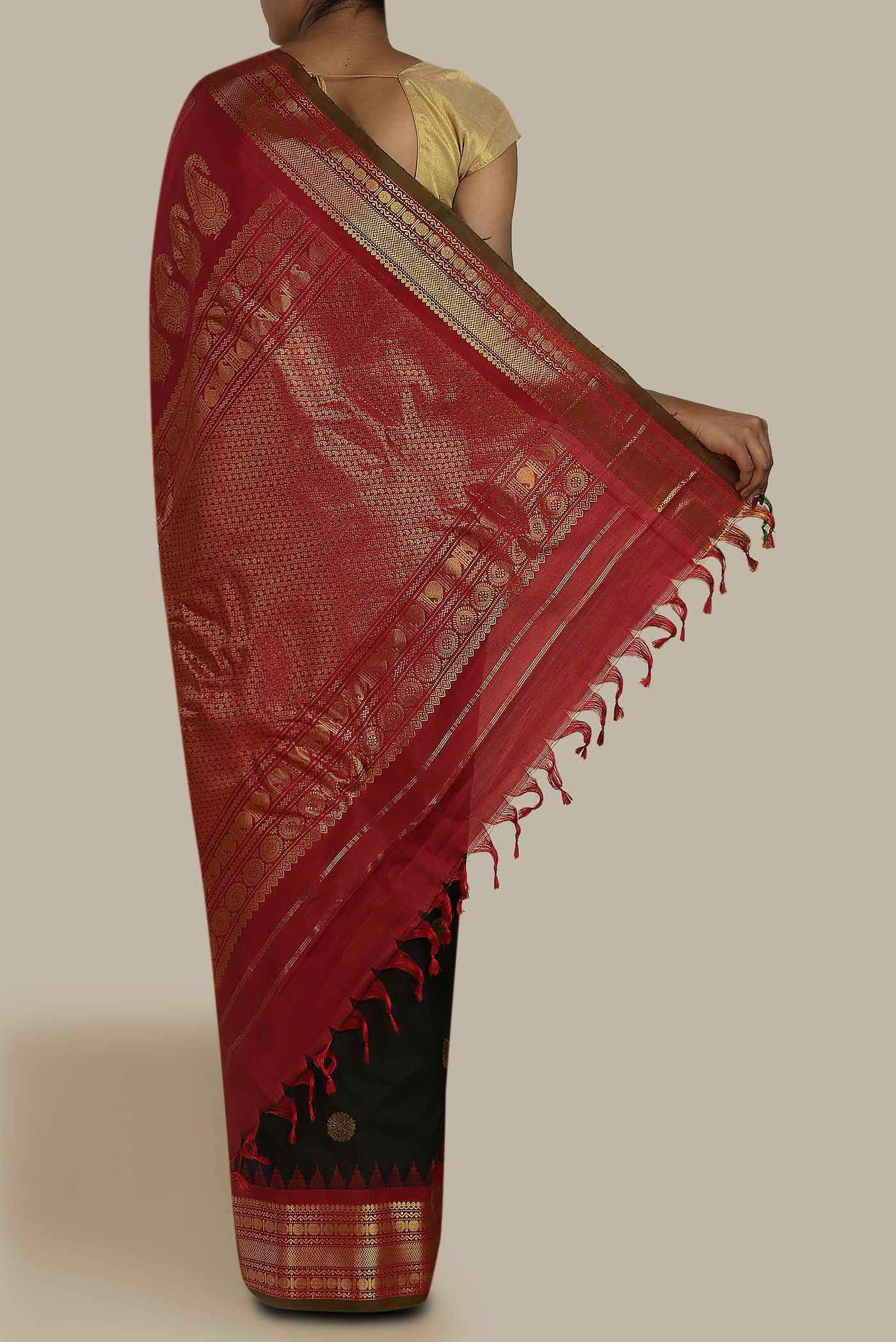 Black Gadwal Silk Saree