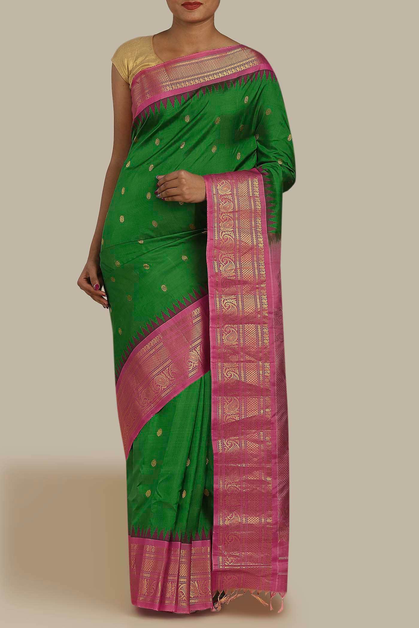 Green Gadwal Silk Saree