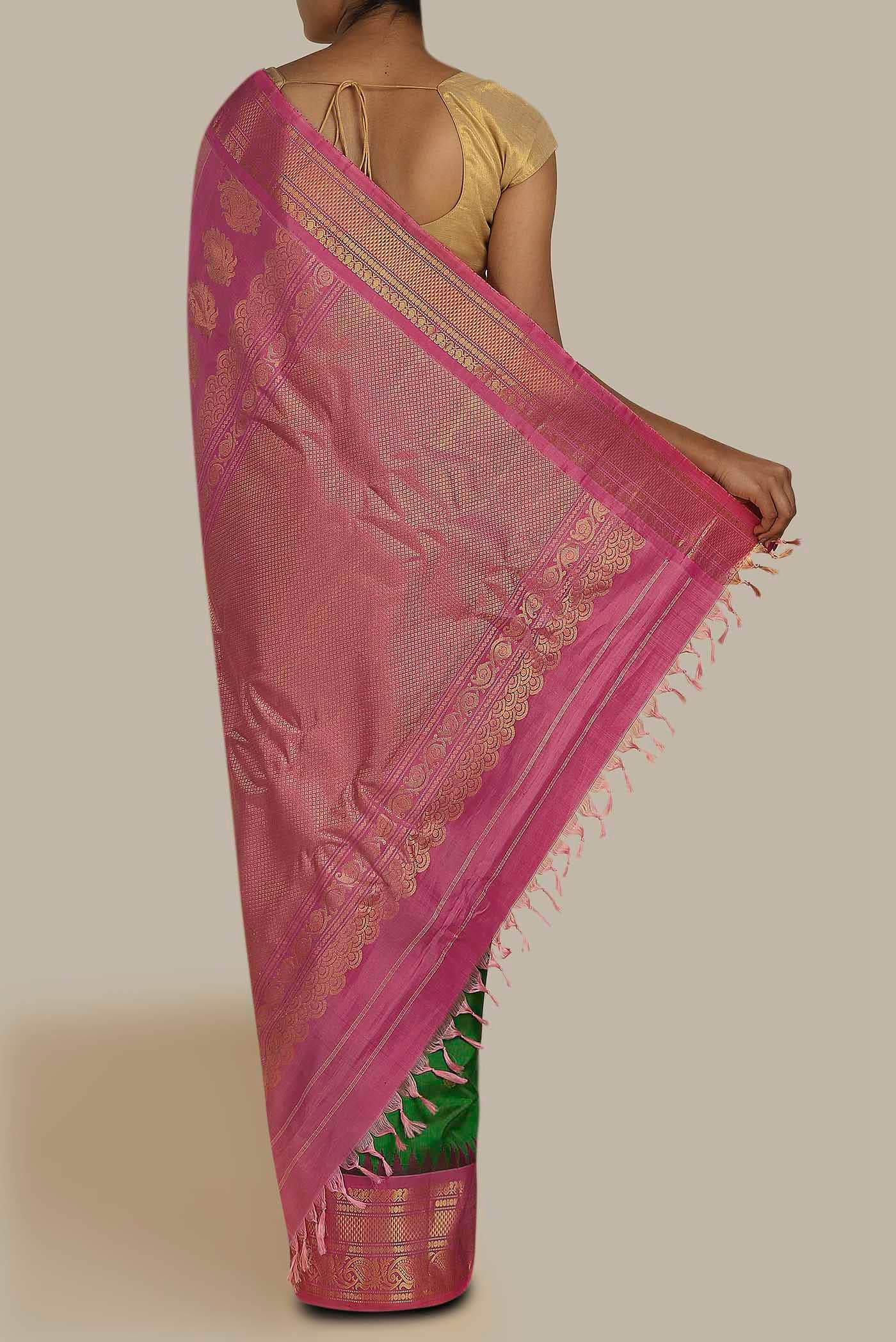 Green Gadwal Silk Saree
