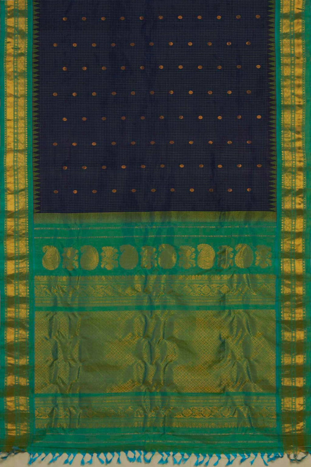 Navy Blue Gadwal Silk Saree