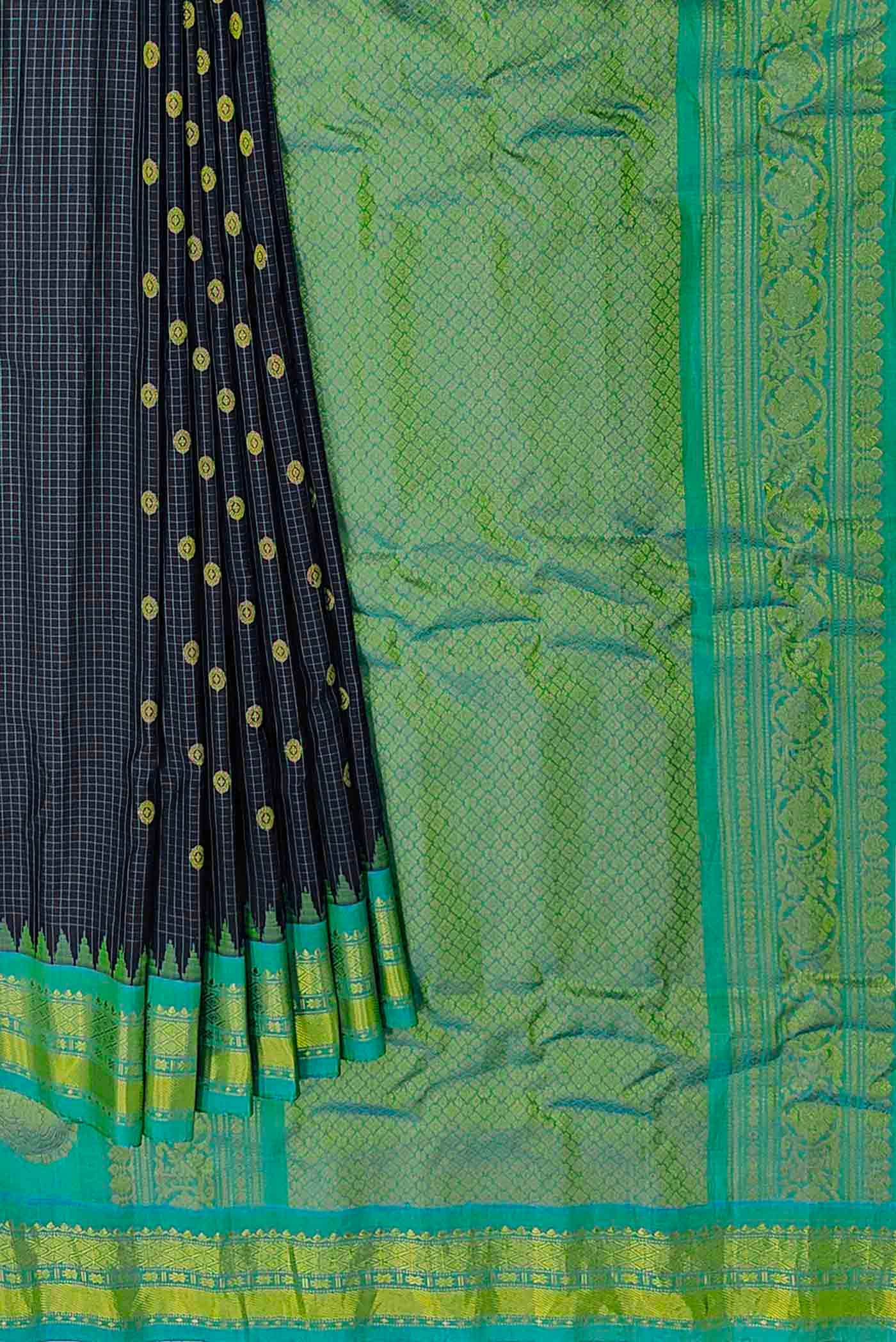 Navy Blue Gadwal Silk Saree