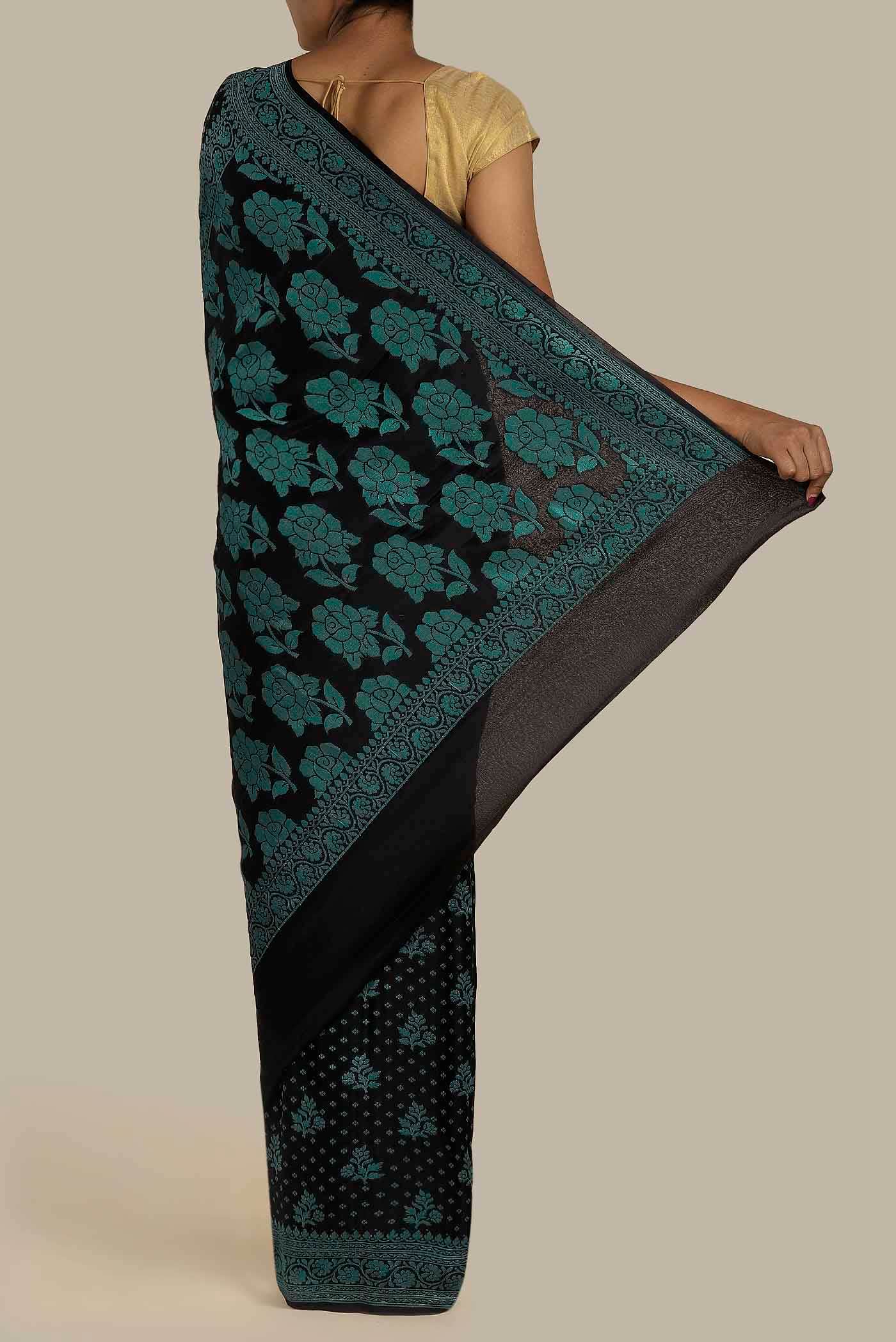 Black Banarasi Georgette Saree