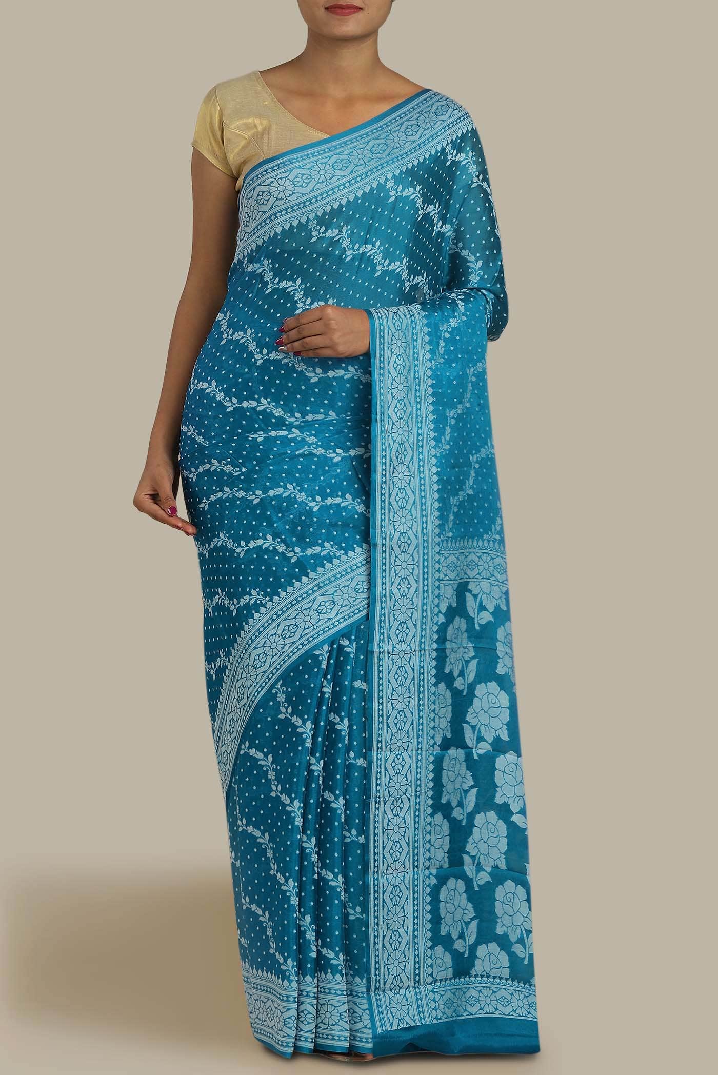 Blue Banarasi Georgette Saree